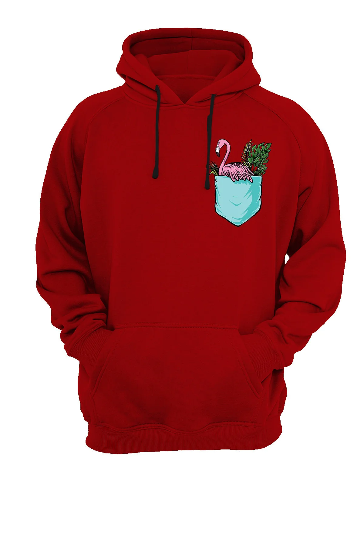 Cep Flamingo Baskılı Fermuarsız Kapüşonlu Sweatshirt