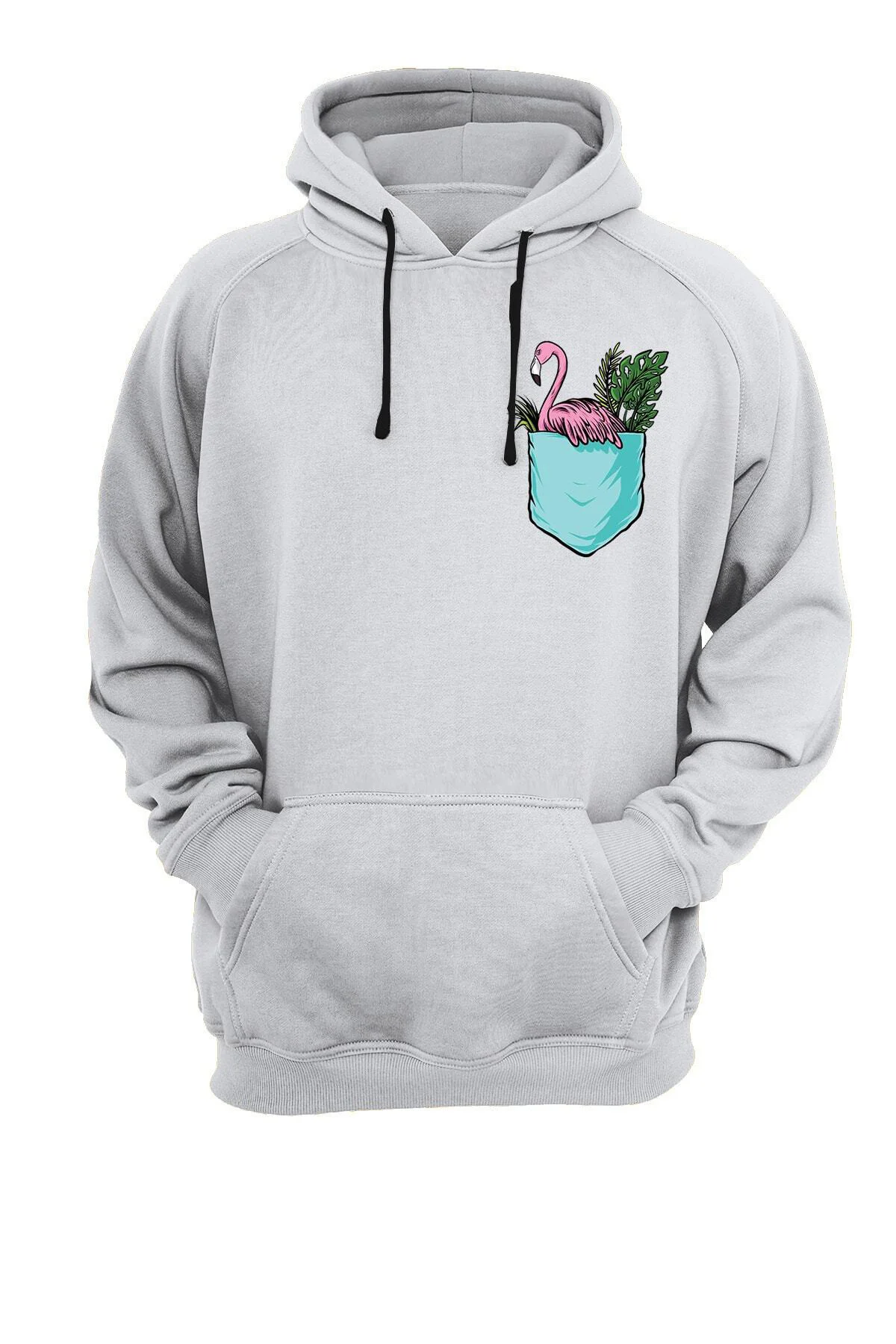 Cep Flamingo Baskılı Fermuarsız Kapüşonlu Sweatshirt