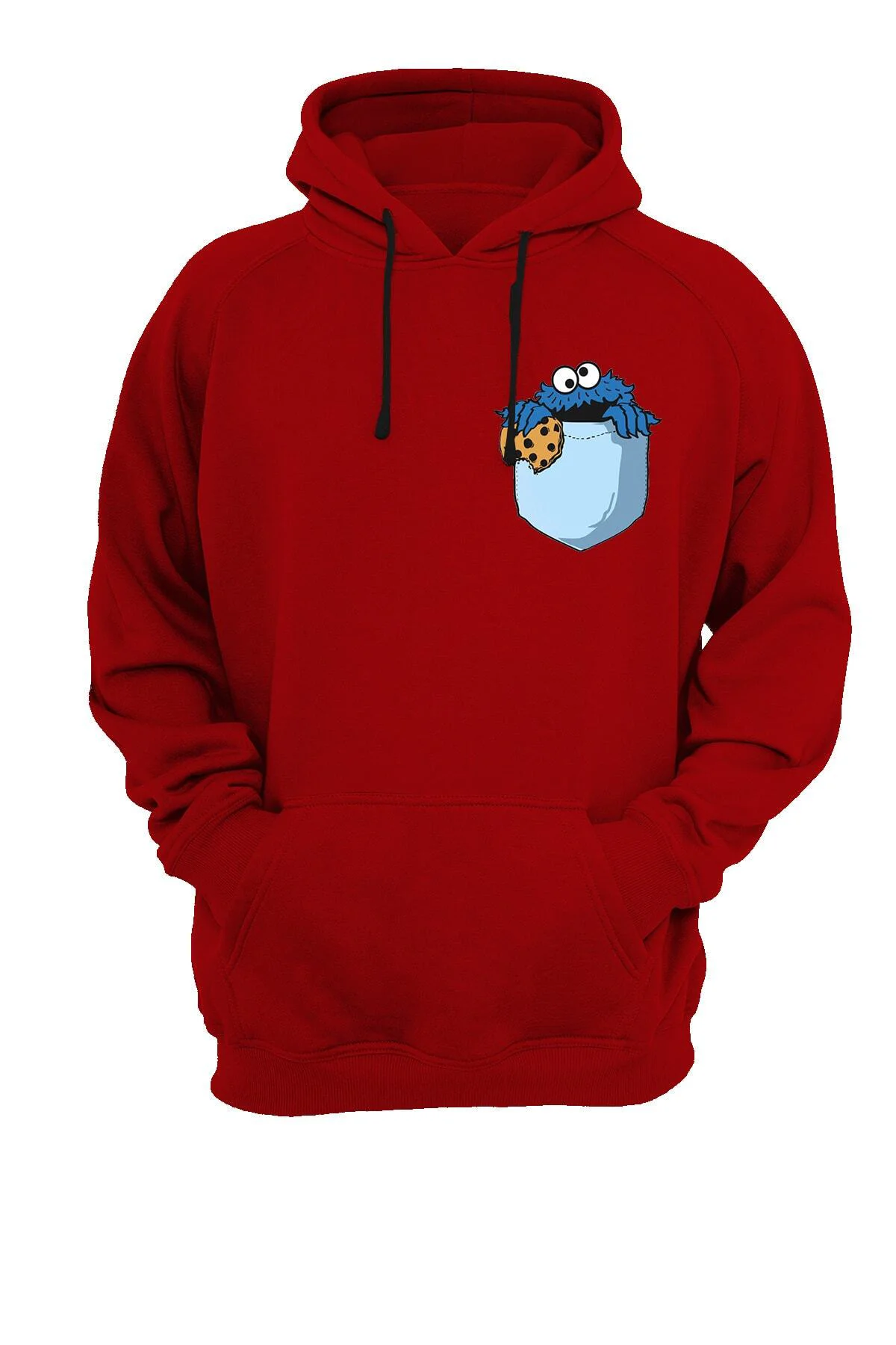 Cep Kurabiye Canavarı Baskılı Fermuarsız Kapüşonlu Sweatshirt Cep Kurabiye Canavarı Baskılı Fermuarsız Kapüşonlu Sweatshirt