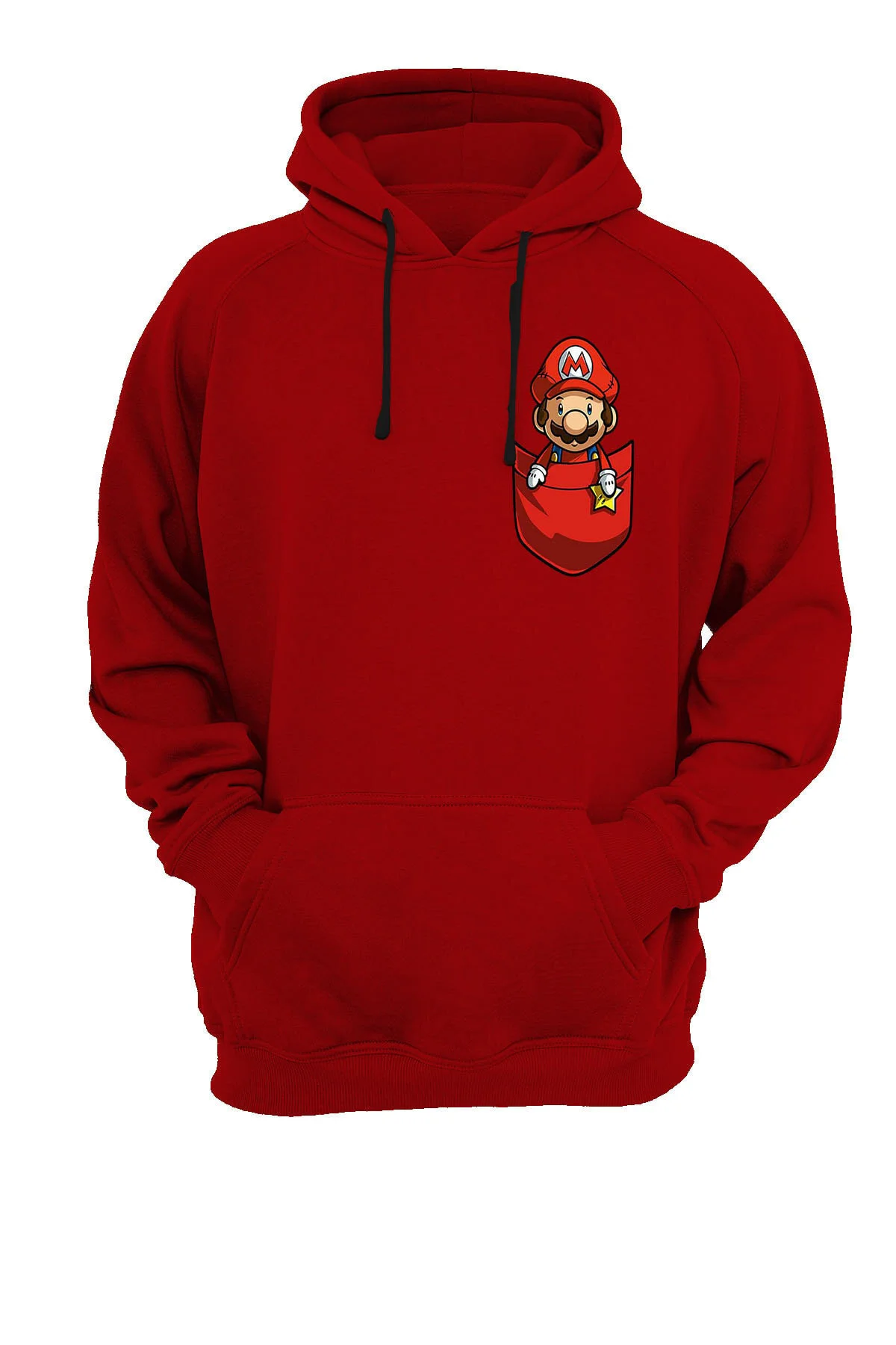 Cep Mario Baskılı Fermuarsız Kapüşonlu Sweatshirt