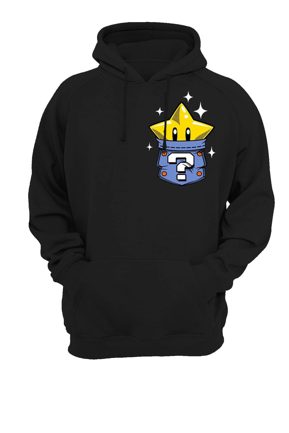 Cep Mario Yıldız Baskılı Fermuarsız Kapüşonlu Sweatshirt