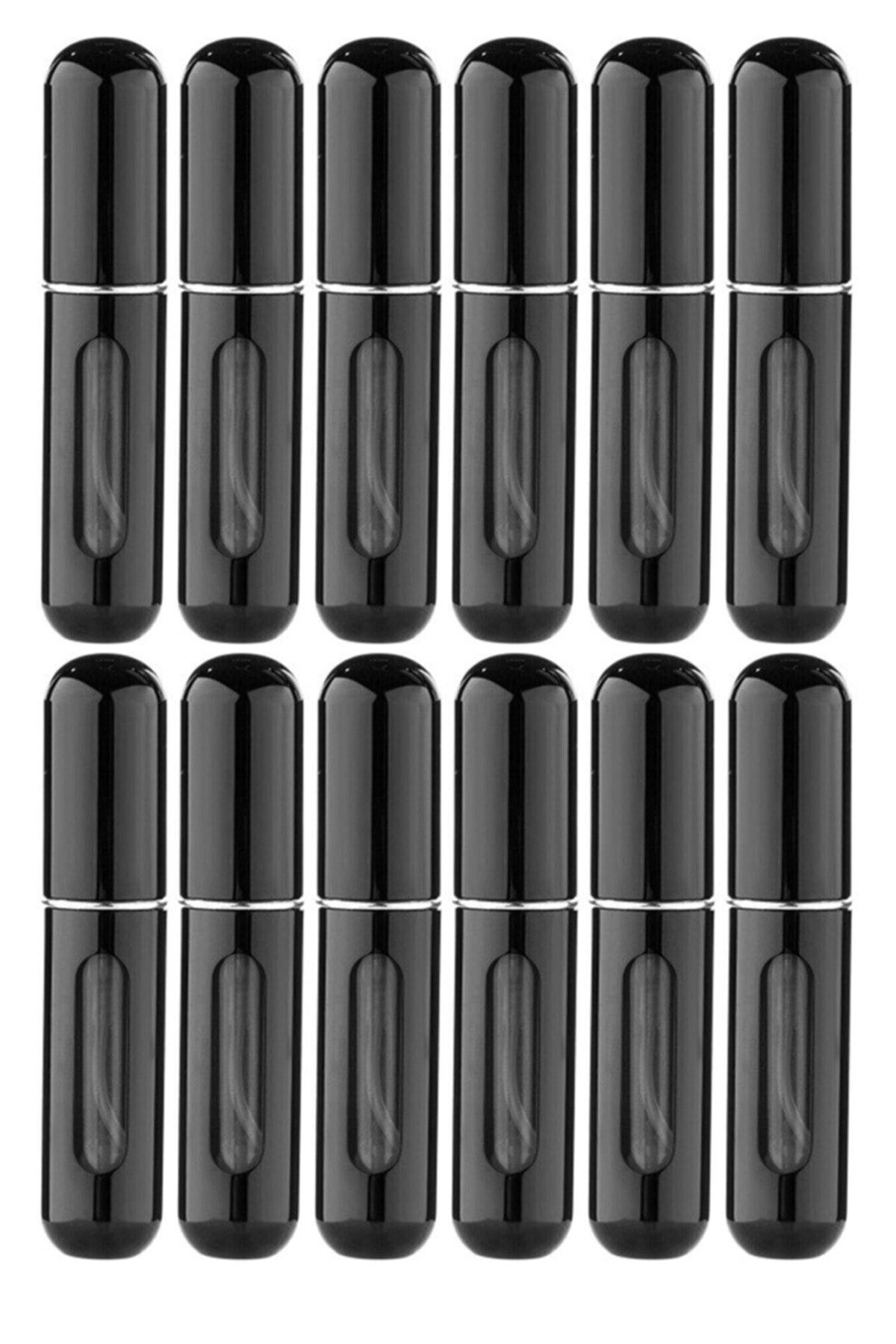 Cep Parfüm Şişesi 8 Ml Doldurulabilir Atomizer - 6 Adet Siyah Cep