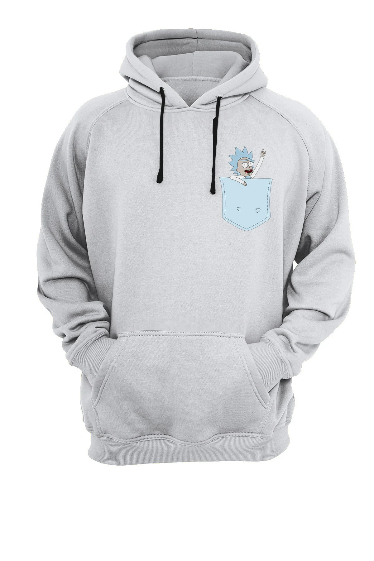 Cep Rick Baskılı Fermuarsız Kapüşonlu Sweatshirt