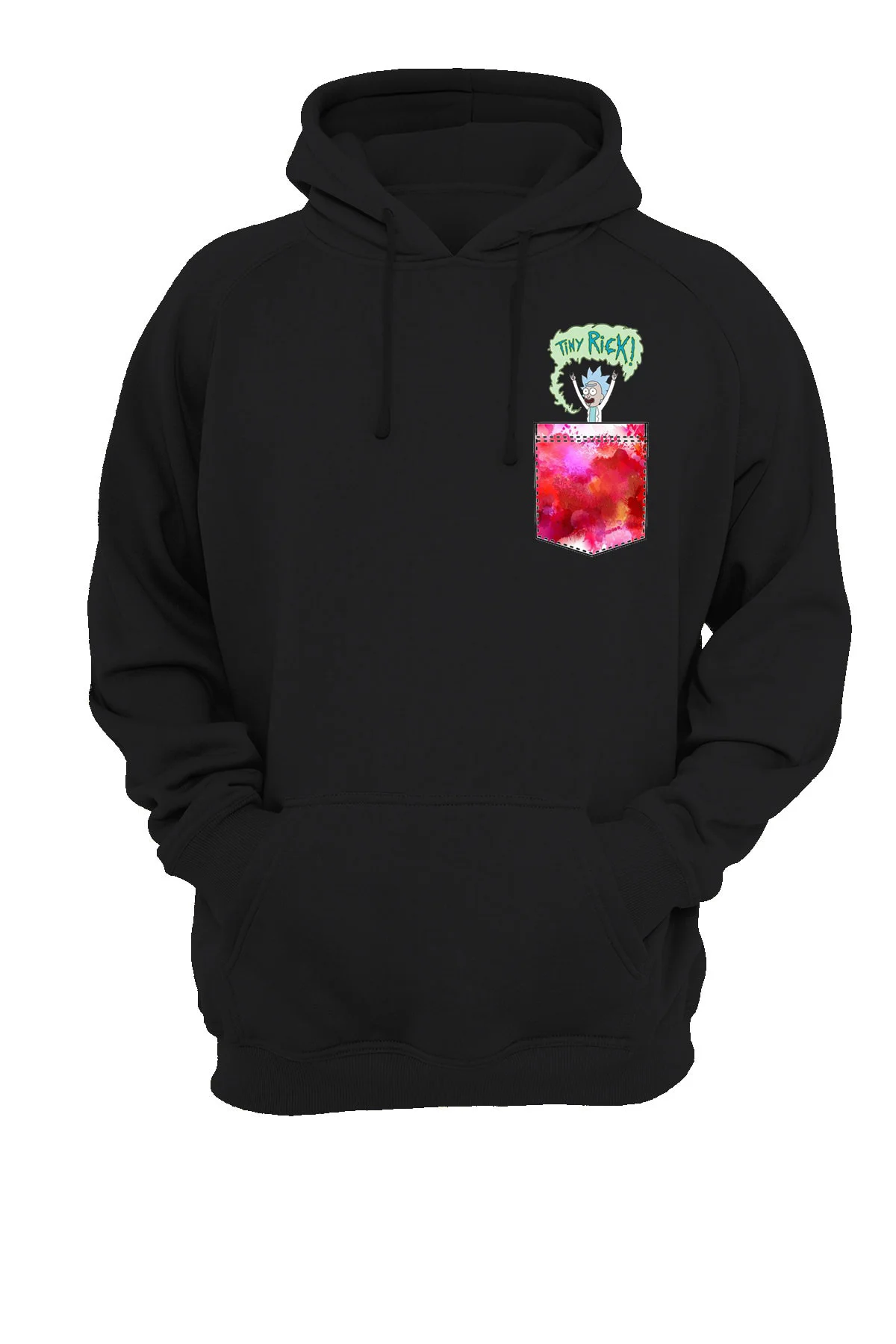 Cep Rick Baskılı Fermuarsız Kapüşonlu Sweatshirt