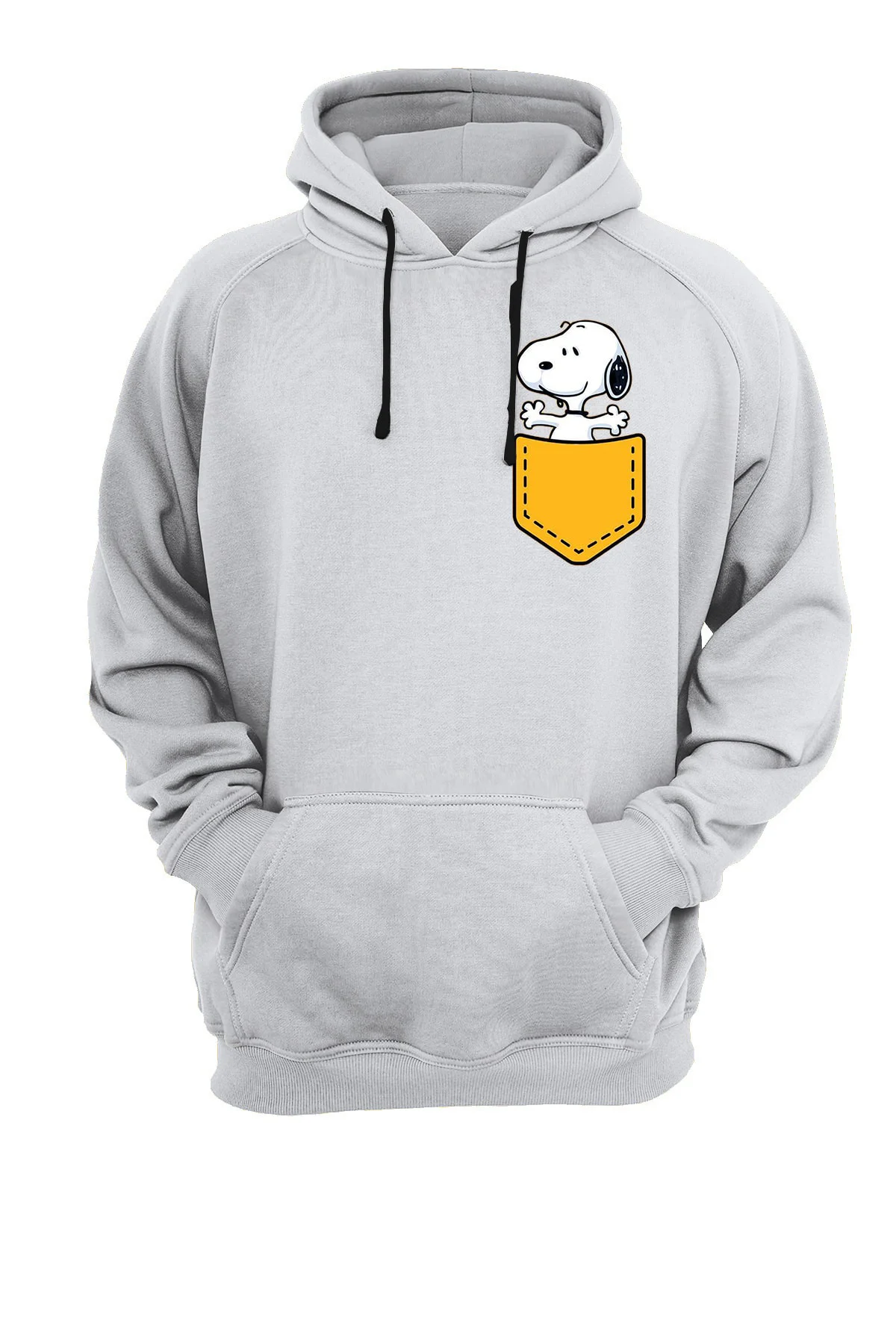 Cep Snoopy Baskılı Fermuarsız Kapüşonlu Sweatshirt