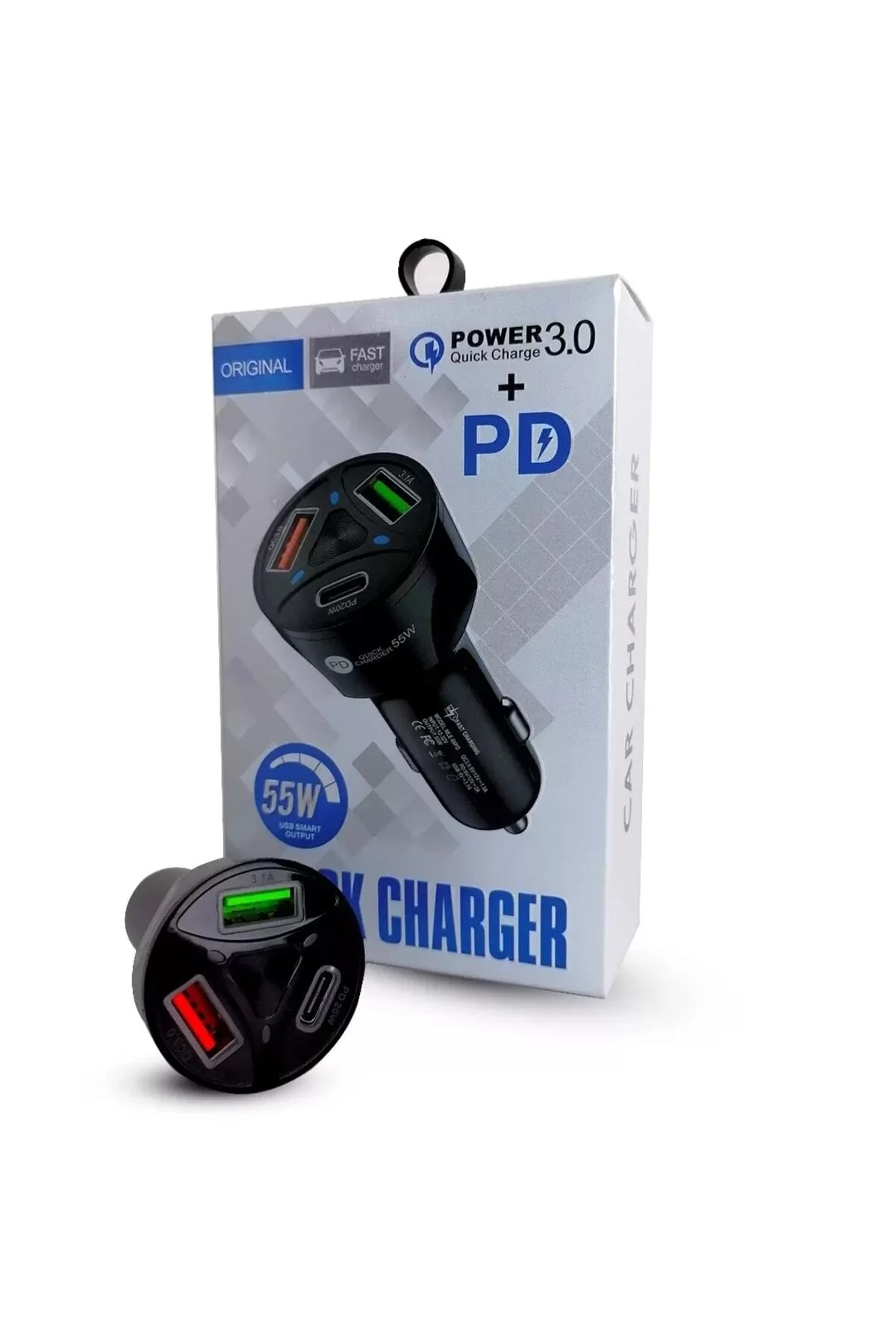 Cep Telefonu Araç Şarj Soketi 55w Quick Şarj Usb+type C Cep Telefonu Araç Şarj Soketi 55w Quick Şarj Usb+type C