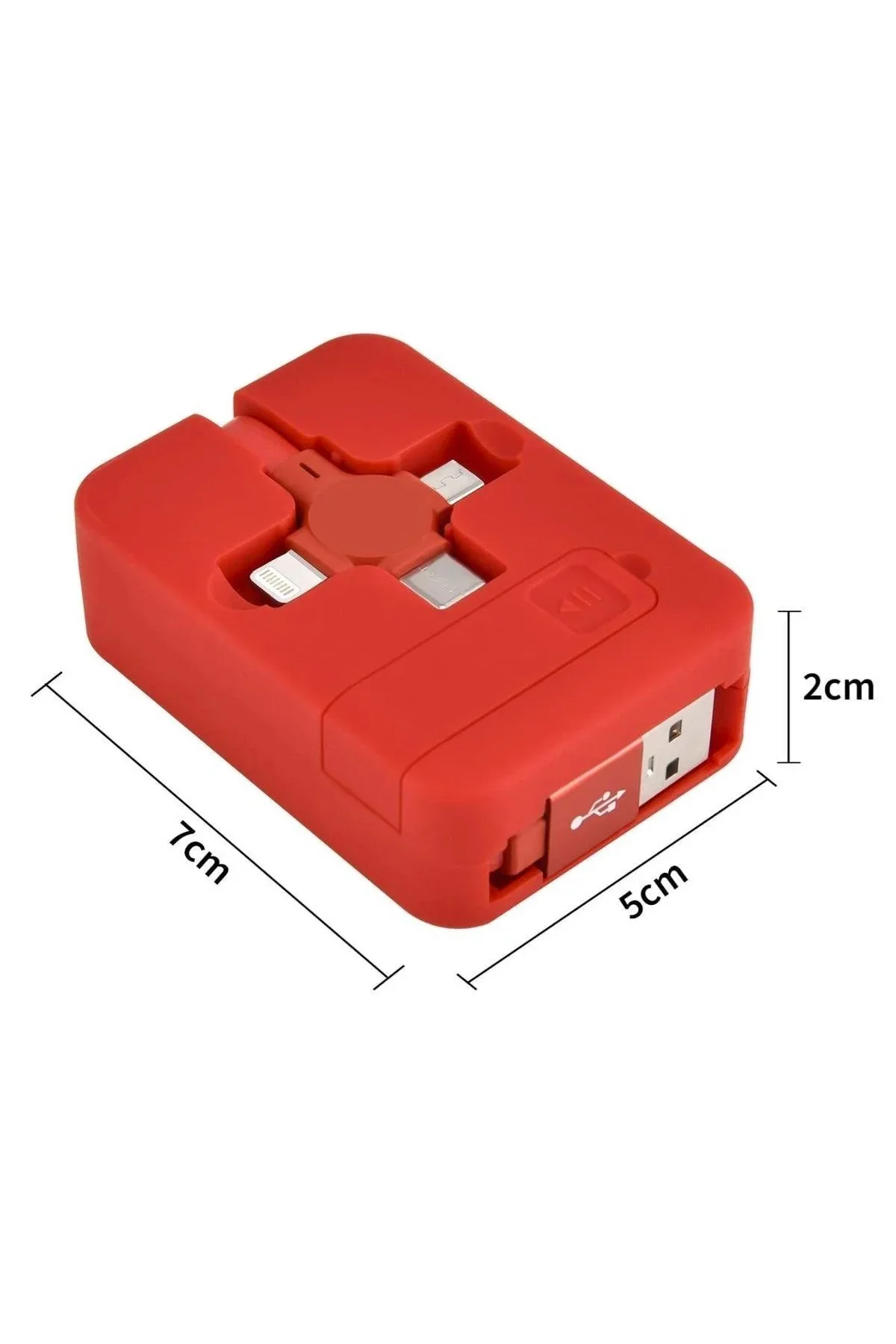 Cep Tipi Telefon Tutuculu Makaralı Uzayıp Kısalabilen 3'ü 1 Arada USB Şarj Kablosu