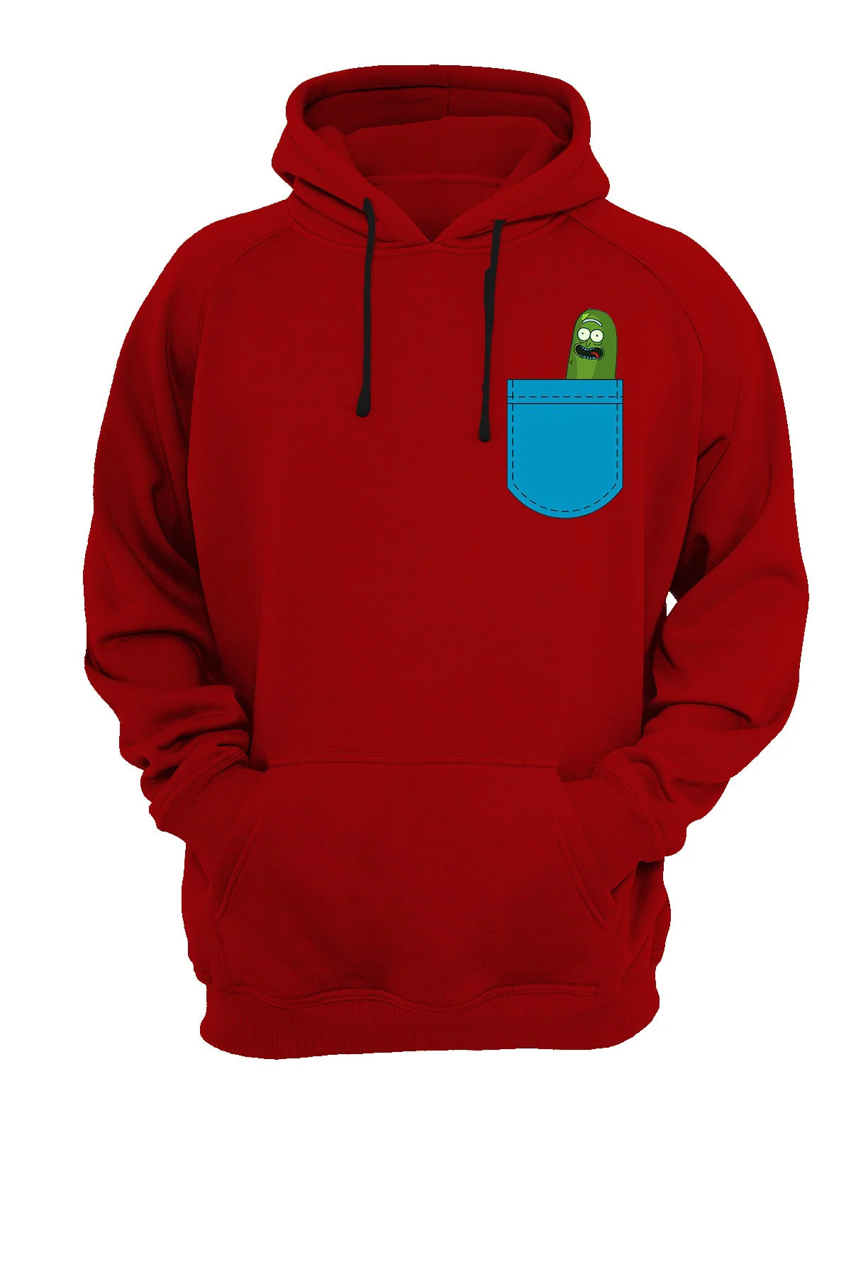 Cep Turşu Rick Baskılı Fermuarsız Kapüşonlu Sweatshirt