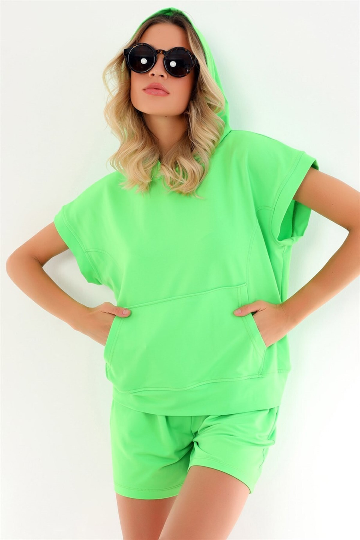 Dreamlike Cepli Beli Lastikli Ve Bağcıklı Rahat Neon Kısa Şort