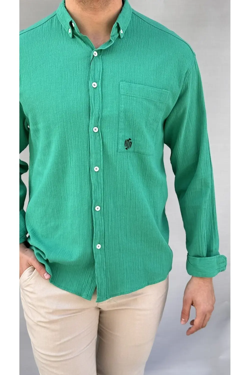 Cepli Keten Oversize Gömlek