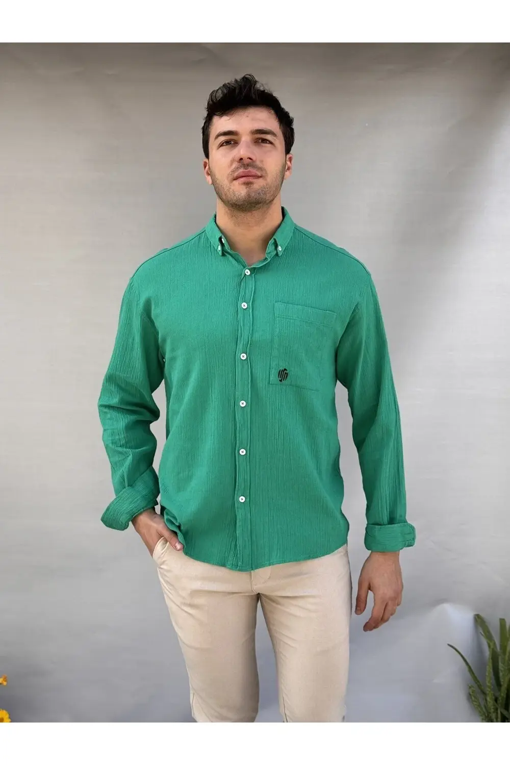 Cepli Keten Oversize Gömlek