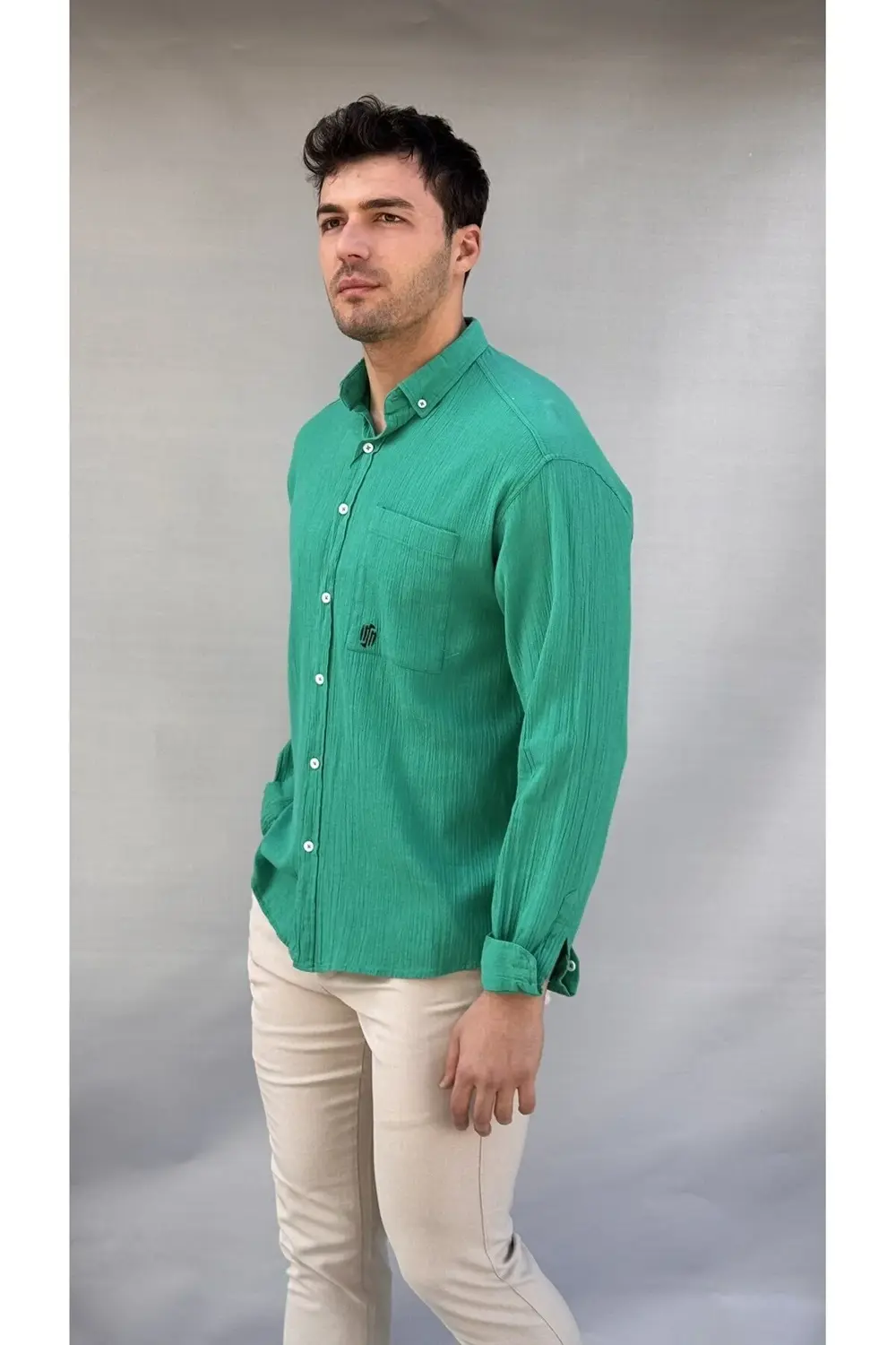 Cepli Keten Oversize Gömlek