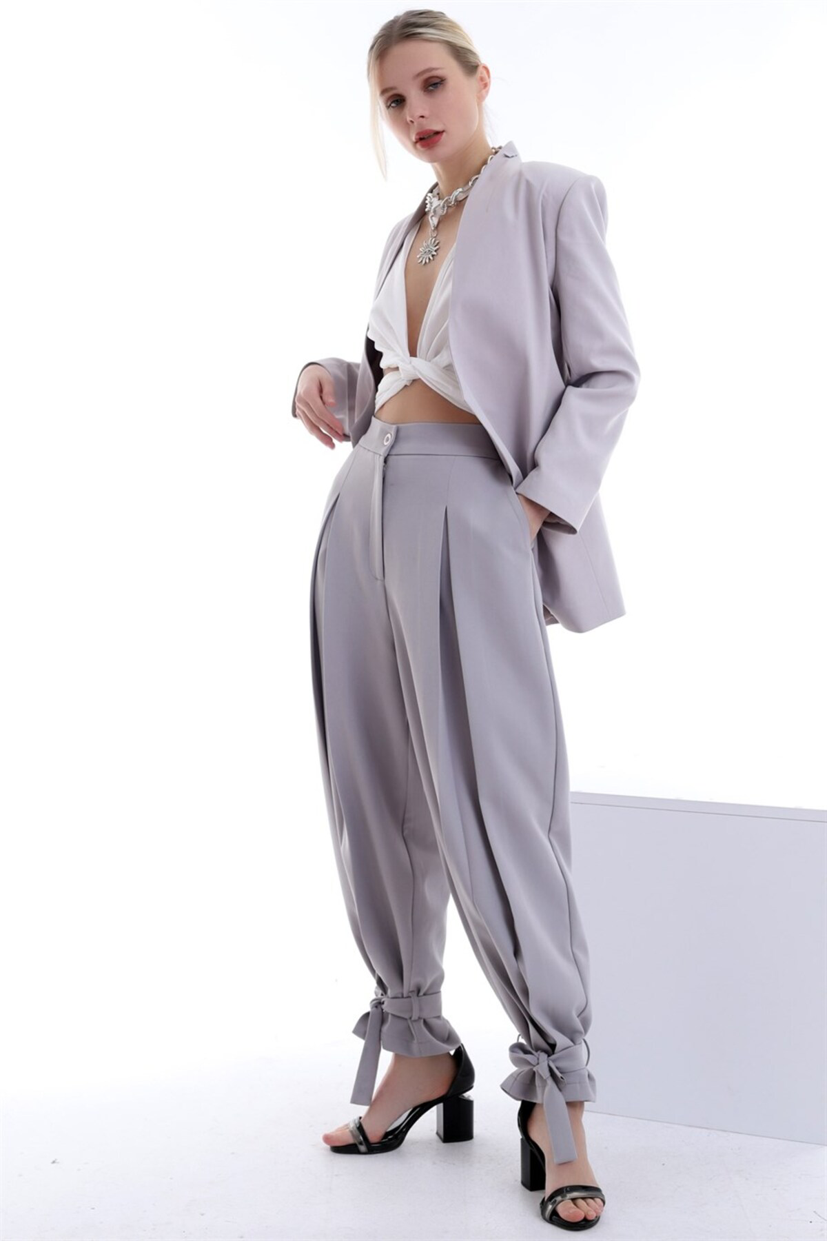 Dreamlike Cepli Pileli Paçası Bağlamalı Tarz Plazzo Pantolon