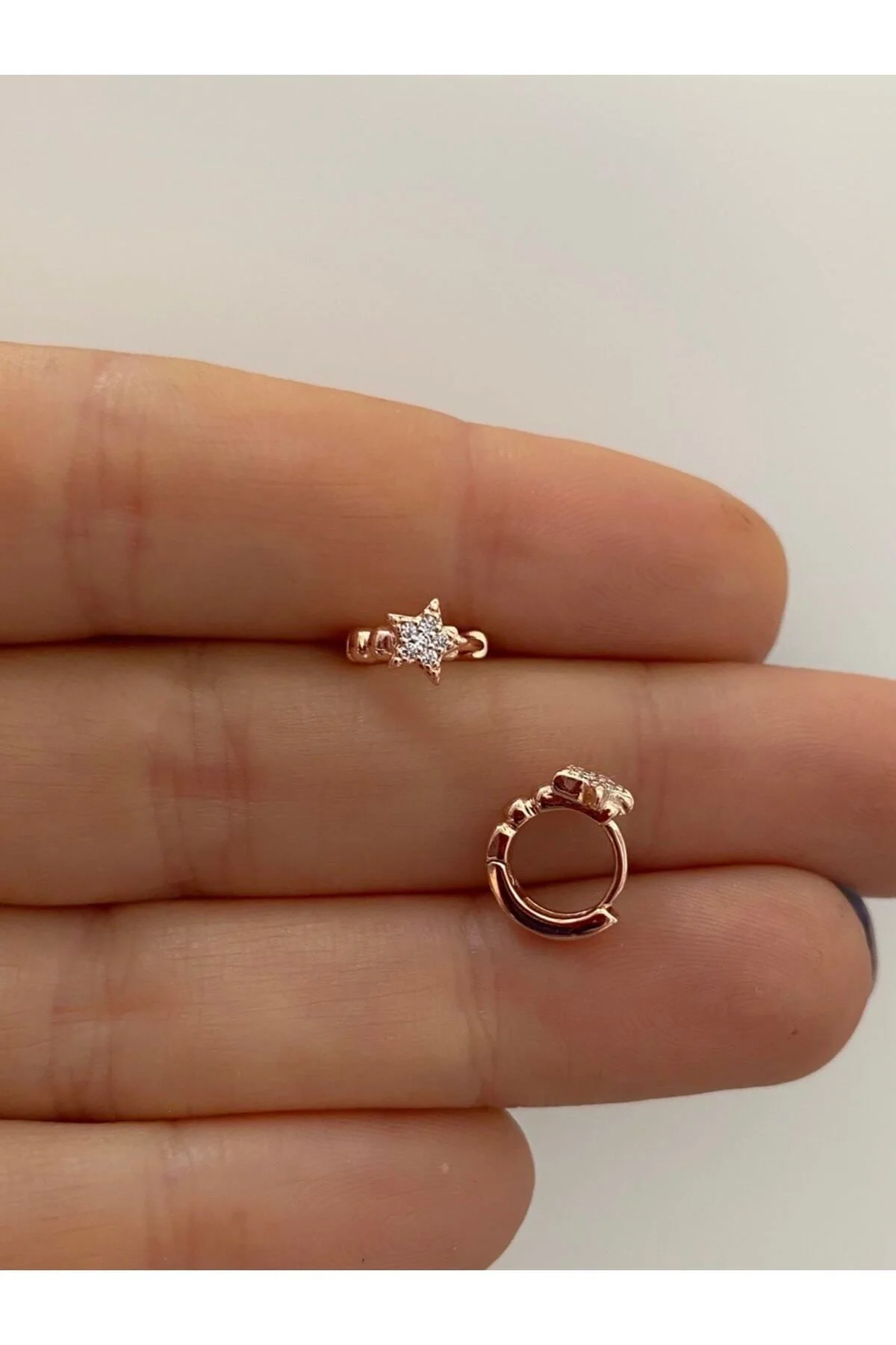 Cerahi Çelik Zirkon Taşlı Tragus Helix Lobe Kıkırdak Uyumlu Halka Piercing