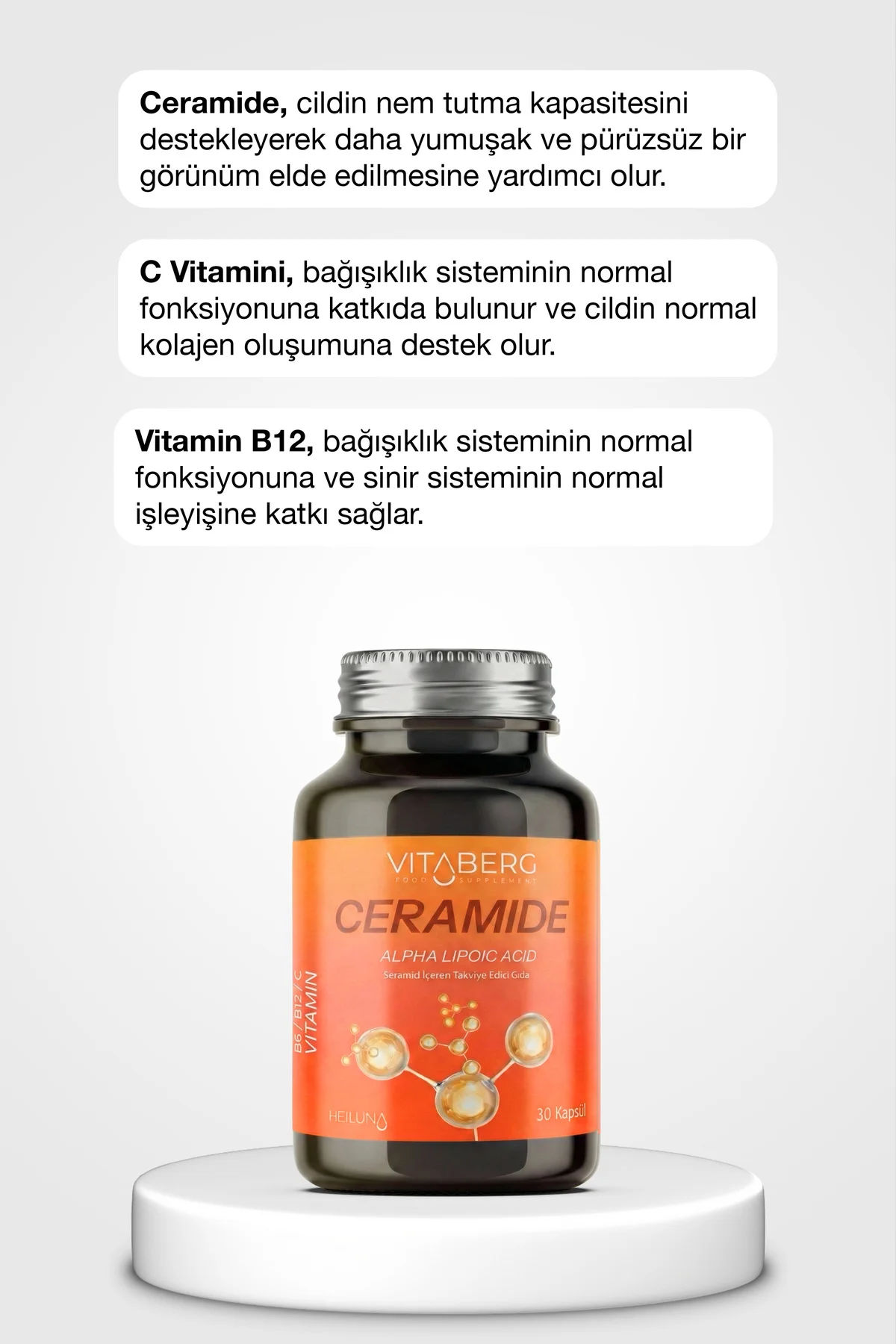 Ceramide 30 Kapsül | Seramid, Alfa Lipoik Asit, Vitamin C, B6 ve 