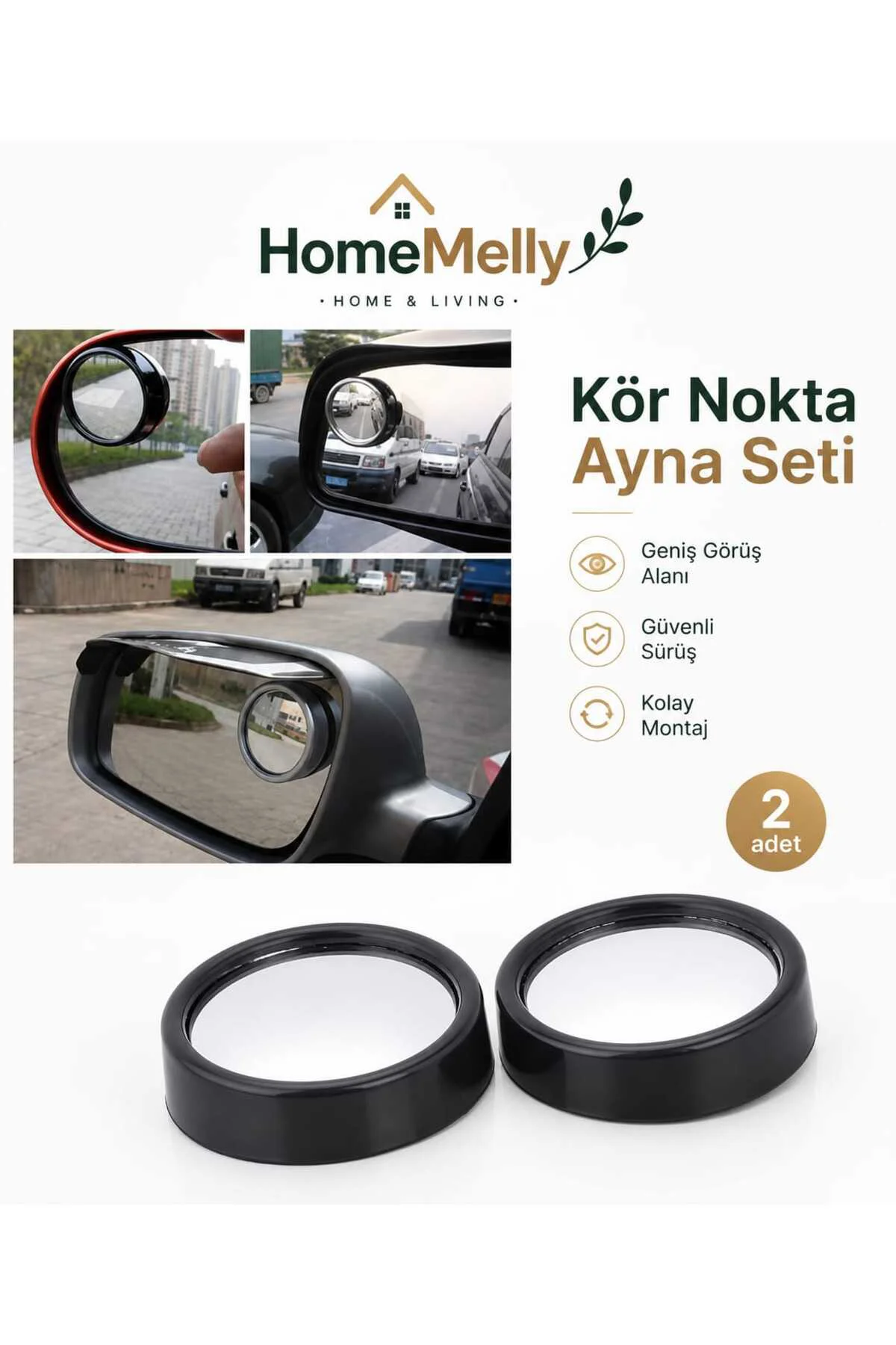 Çerçeveli Oto Araç Kör Nokta Ayna Seti, 2'li Net Görüş Kör Nokta Aynası