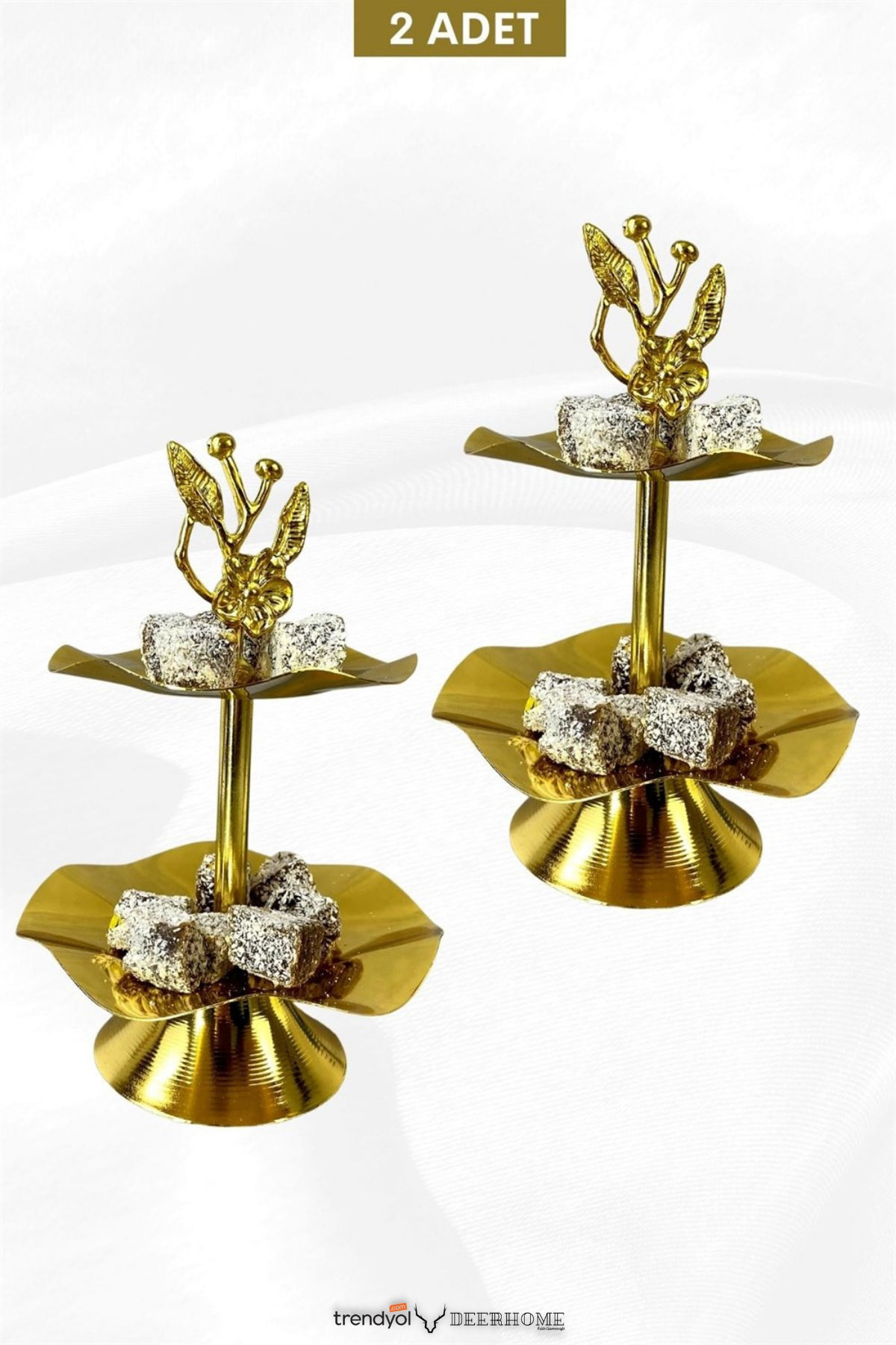 Passionis Çerezlik Kahve Yanı Ayaklı Japon Gülü Ayaklı Sunumluk Şekerlik Çe