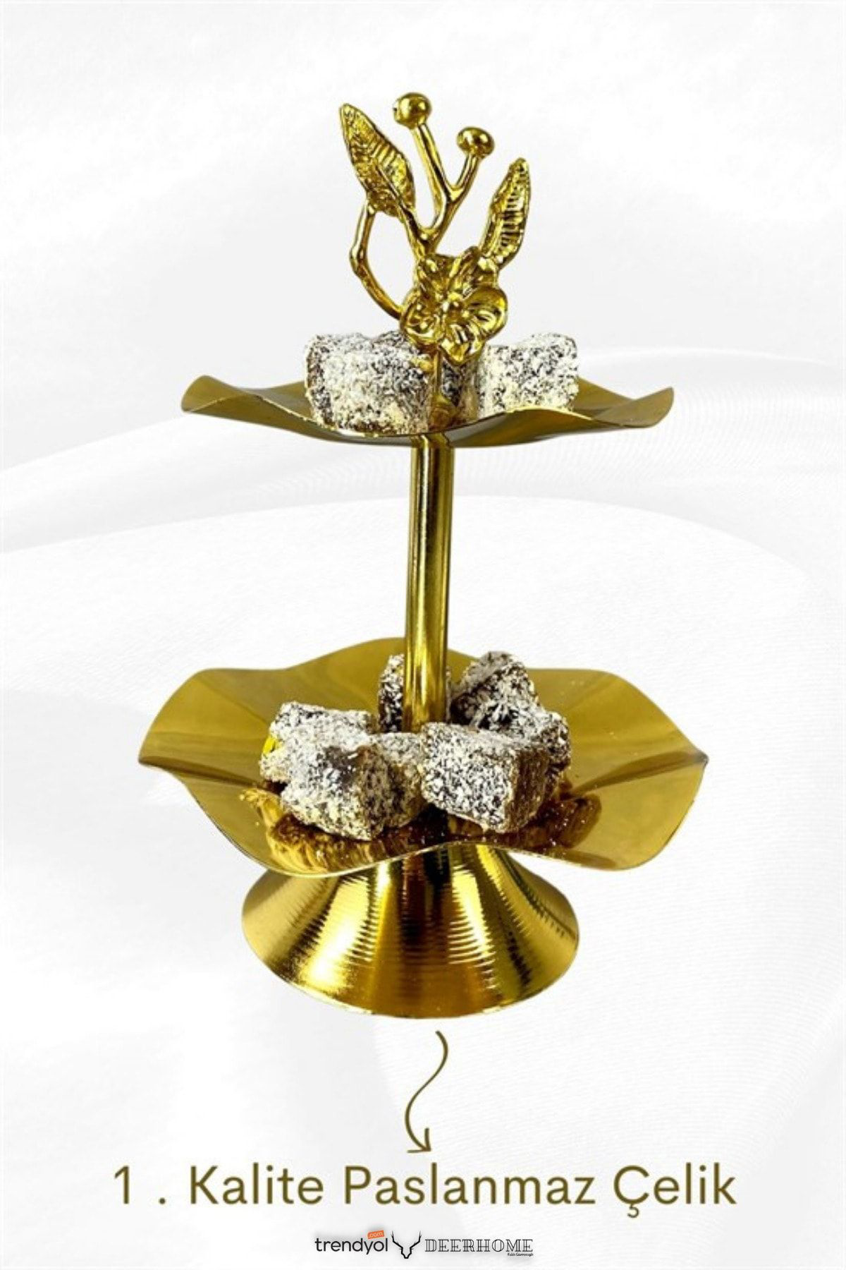 Passionis Çerezlik Kahve Yanı Ayaklı Japon Gülü Ayaklı Sunumluk Şekerlik Çe