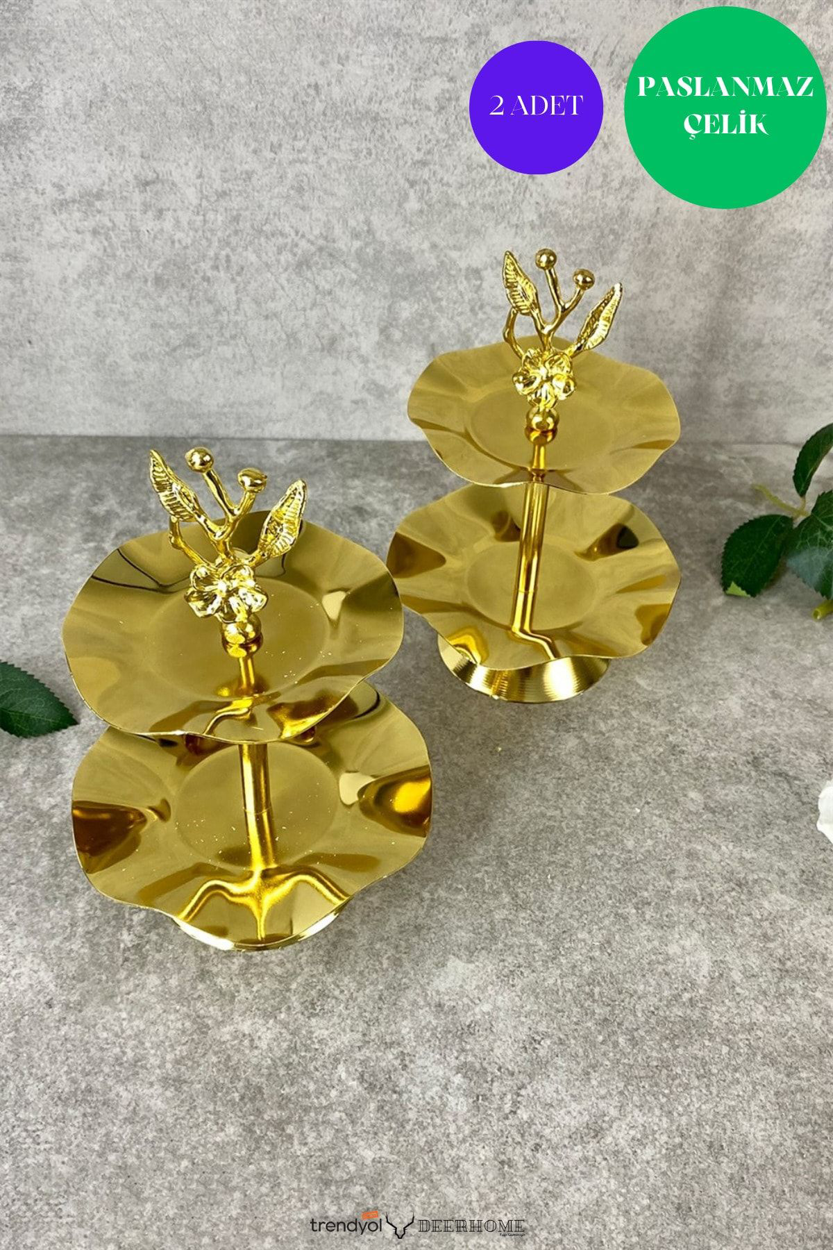 Passionis Çerezlik Kahve Yanı Ayaklı Japon Gülü Ayaklı Sunumluk Şekerlik Çe