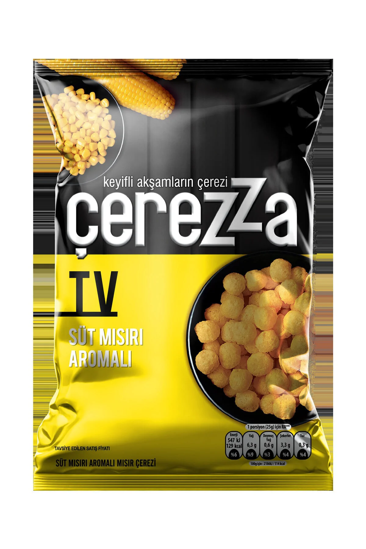 ÇEREZZATV Süt Mısır Aroma Çeşnili Mısır Çerezi Süper Boy 117 Gr