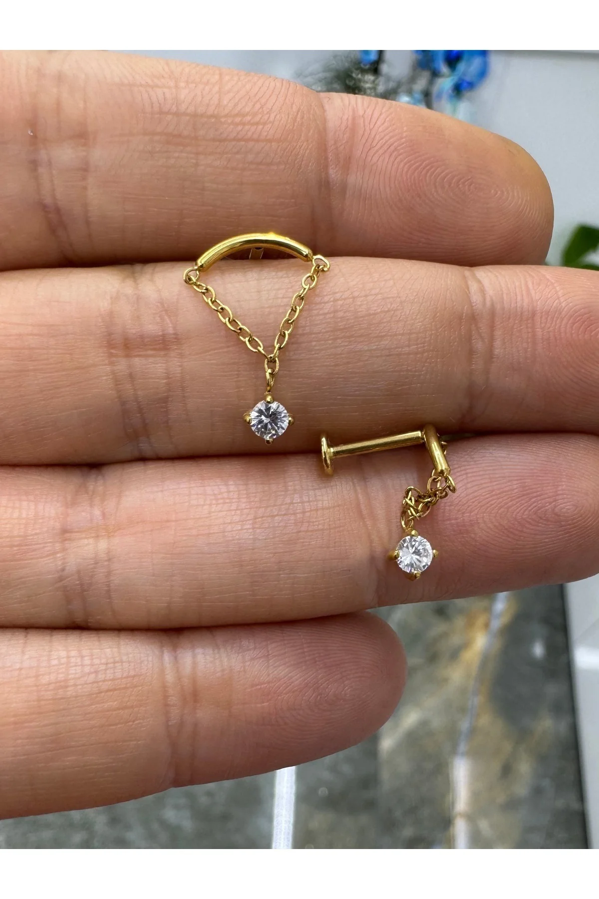 Cerrahi Çelik 1 adet hidden helix flat helix lobe uyumlu piercing