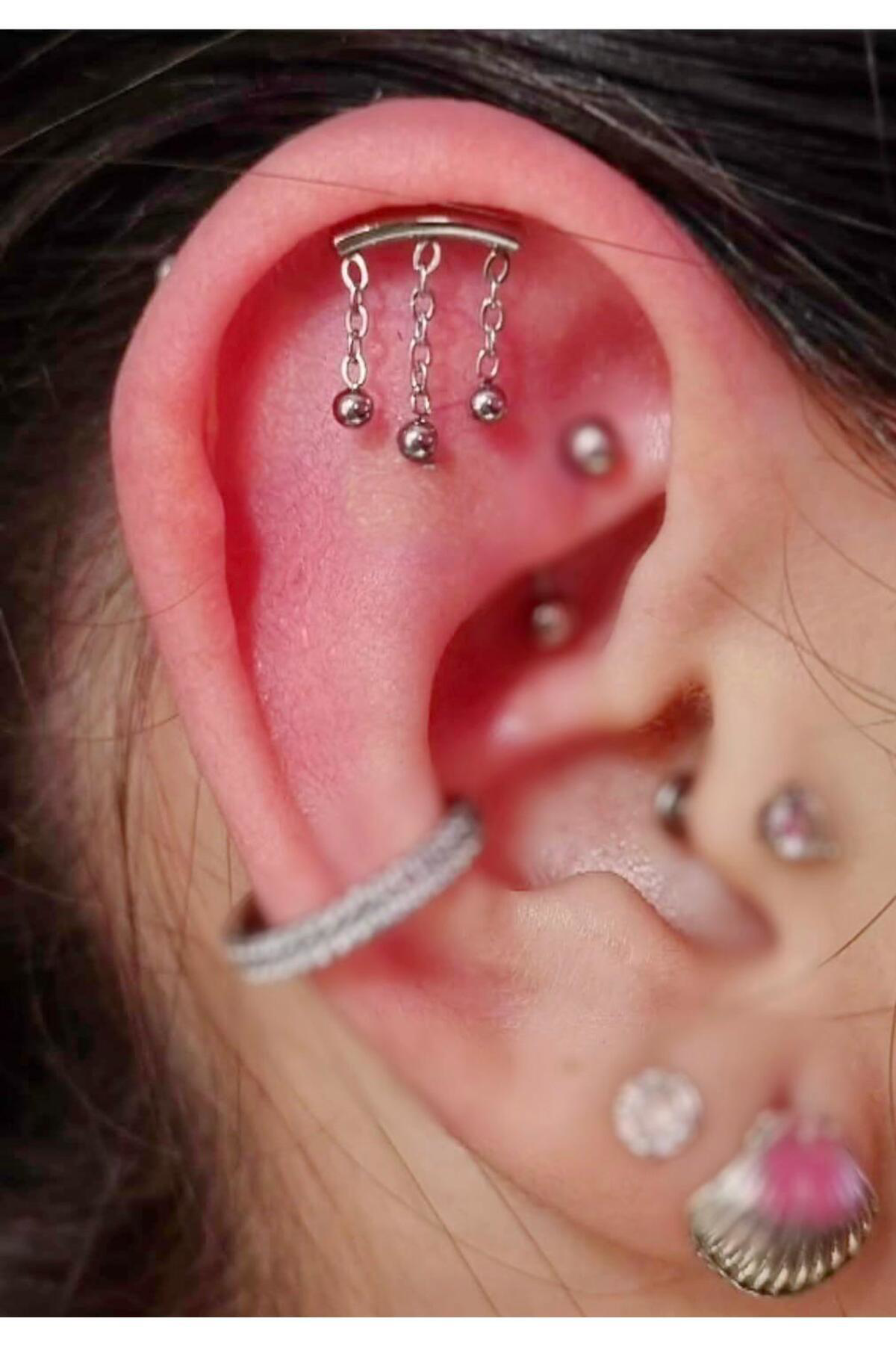 Cerrahi çelik 1 adet hidden helix conch flat helix  uyumlu piercing