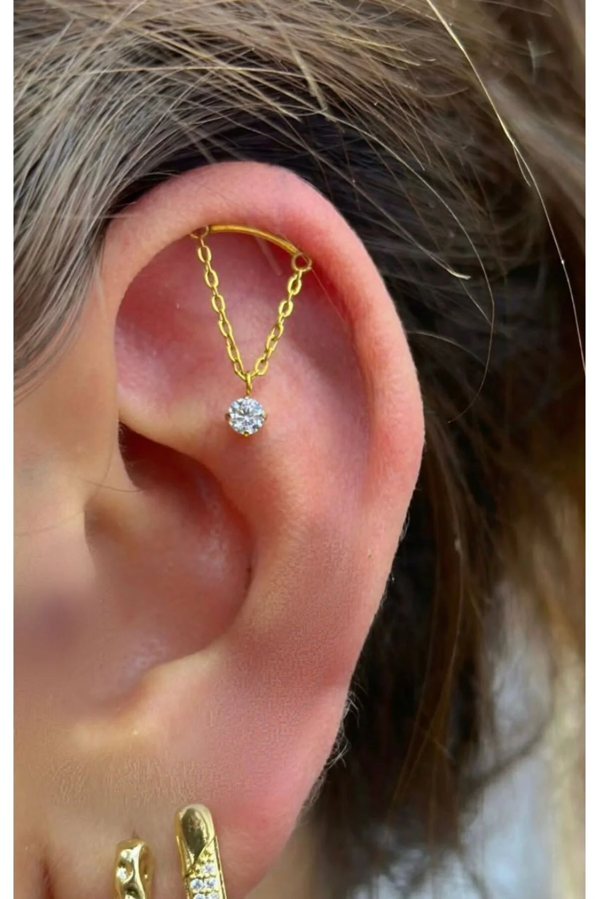 Cerrahi Çelik 1 adet hidden helix flat helix lobe uyumlu piercing