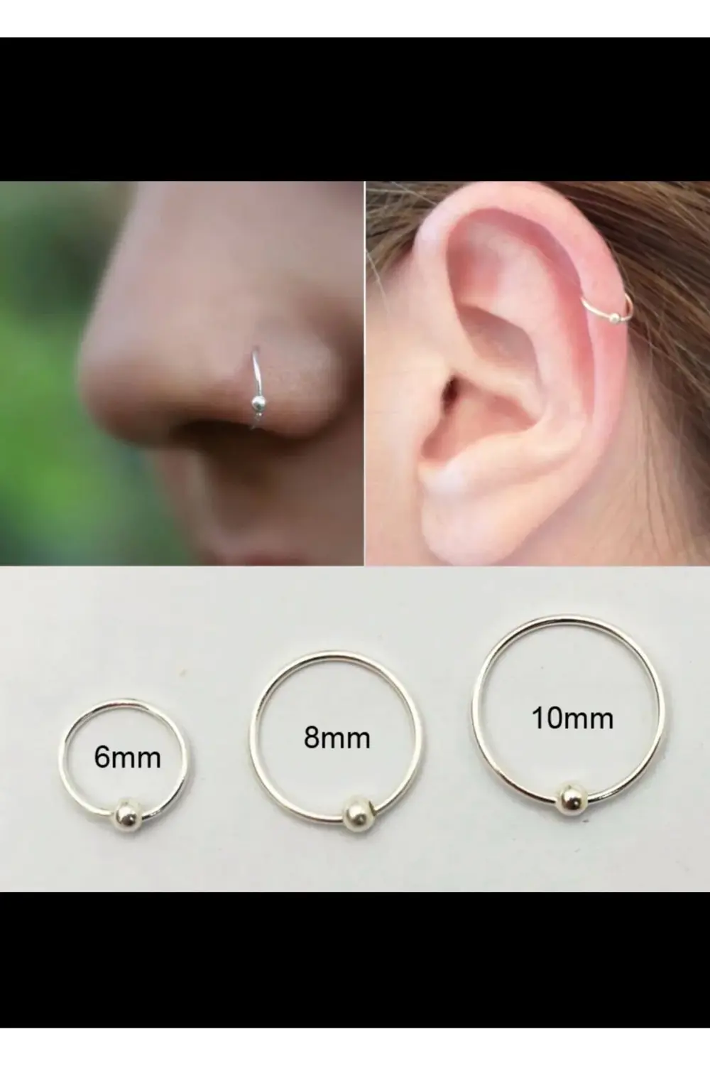 Arescollection Cerrahi Çelik 2 Adet İnce Halka Piercing