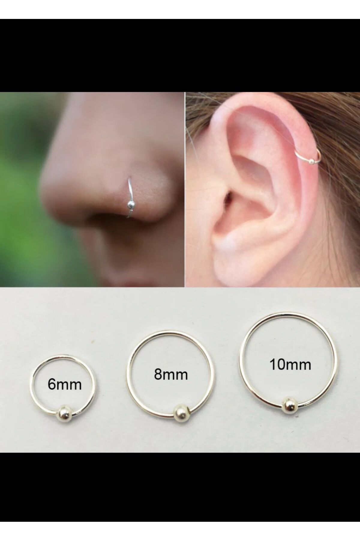 Arescollection Cerrahi Çelik 2 Adet İnce Halka Piercing