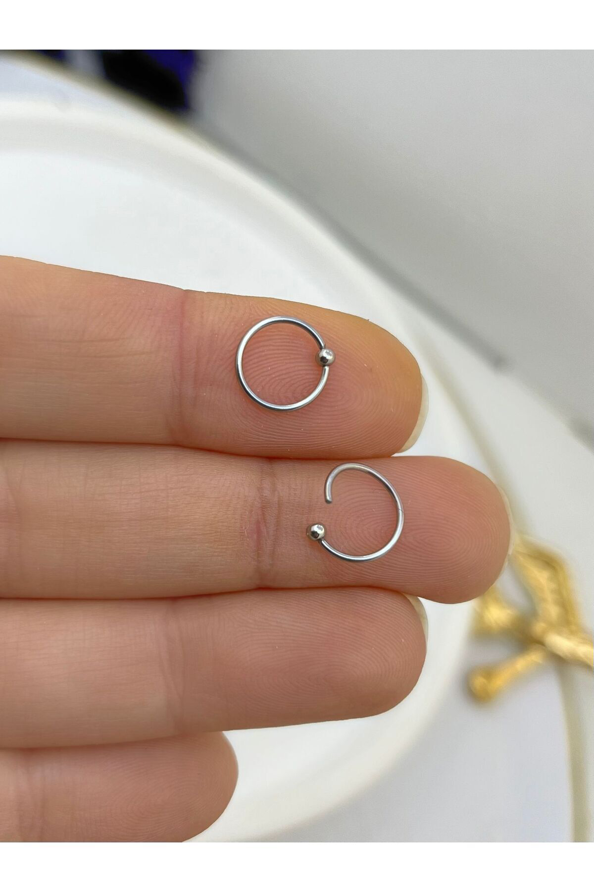 Arescollection Cerrahi Çelik 2 Adet İnce Halka Piercing