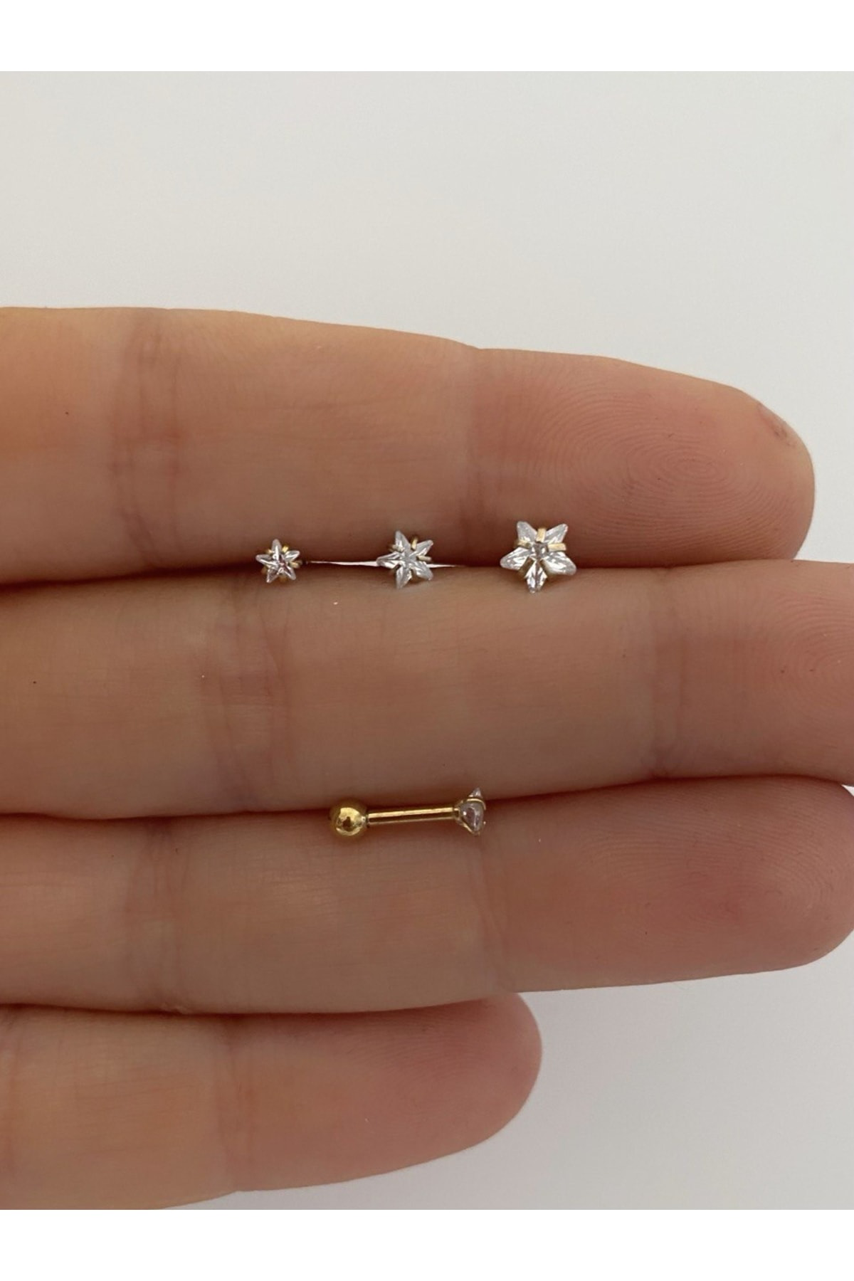 Cerrahi Çelik 3 Lü Yıldız Tragus Helix Conch Lobe Kıkırdak Uyumlu Piercing Küpe Cerrahi Çelik 3 Lü Yıldız Tragus Helix Conch Lobe Kıkırdak Uyumlu Piercing Küpe