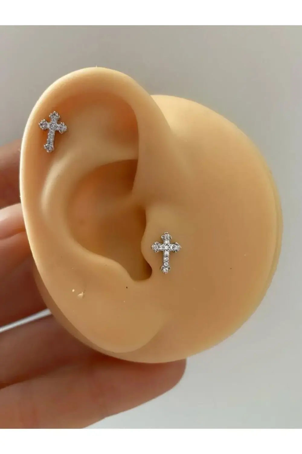 Arescollection Cerrahi Çelik Arkası Düz Önden Takmal Conch Helix Kıkırdak Lobe U