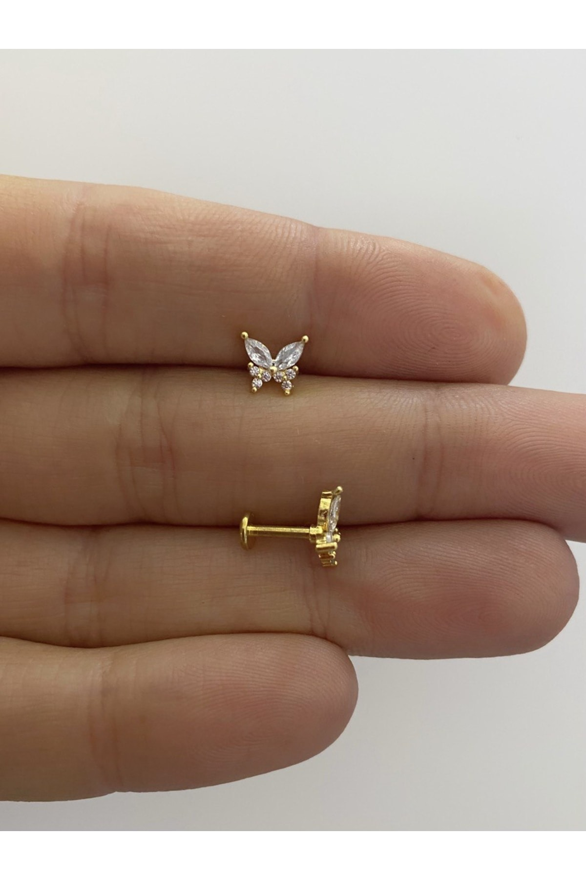 Cerrahi Çelik Arkası Düz Tragus Helix Lobe Uyumlu Kelebek Model Piercing Fiyatı, Yorumları ve Özellikleri