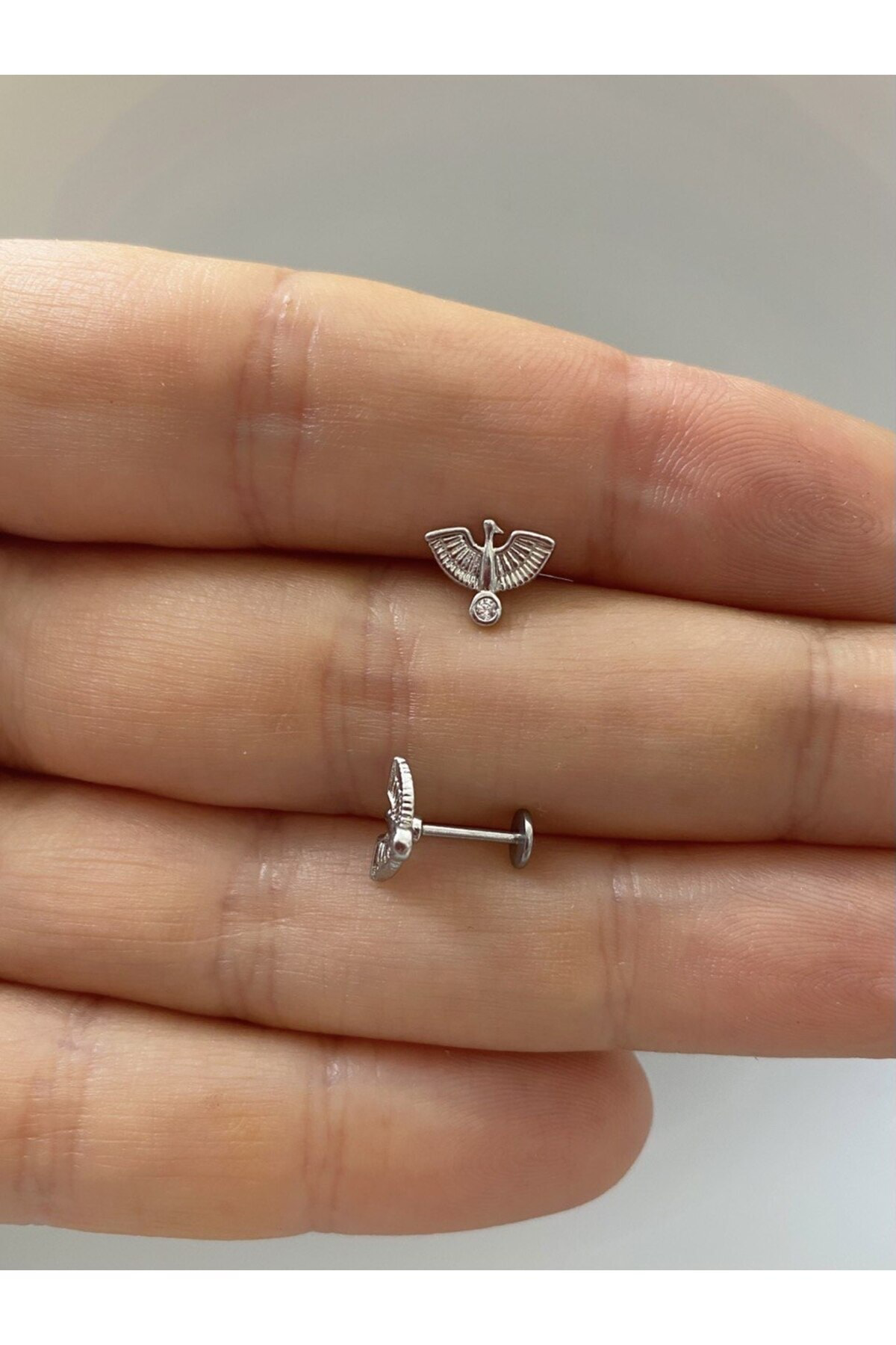 Arescollection Cerrahi Çelik Arkasi Düz Önden Takmali Labret Tragus Helix Conch