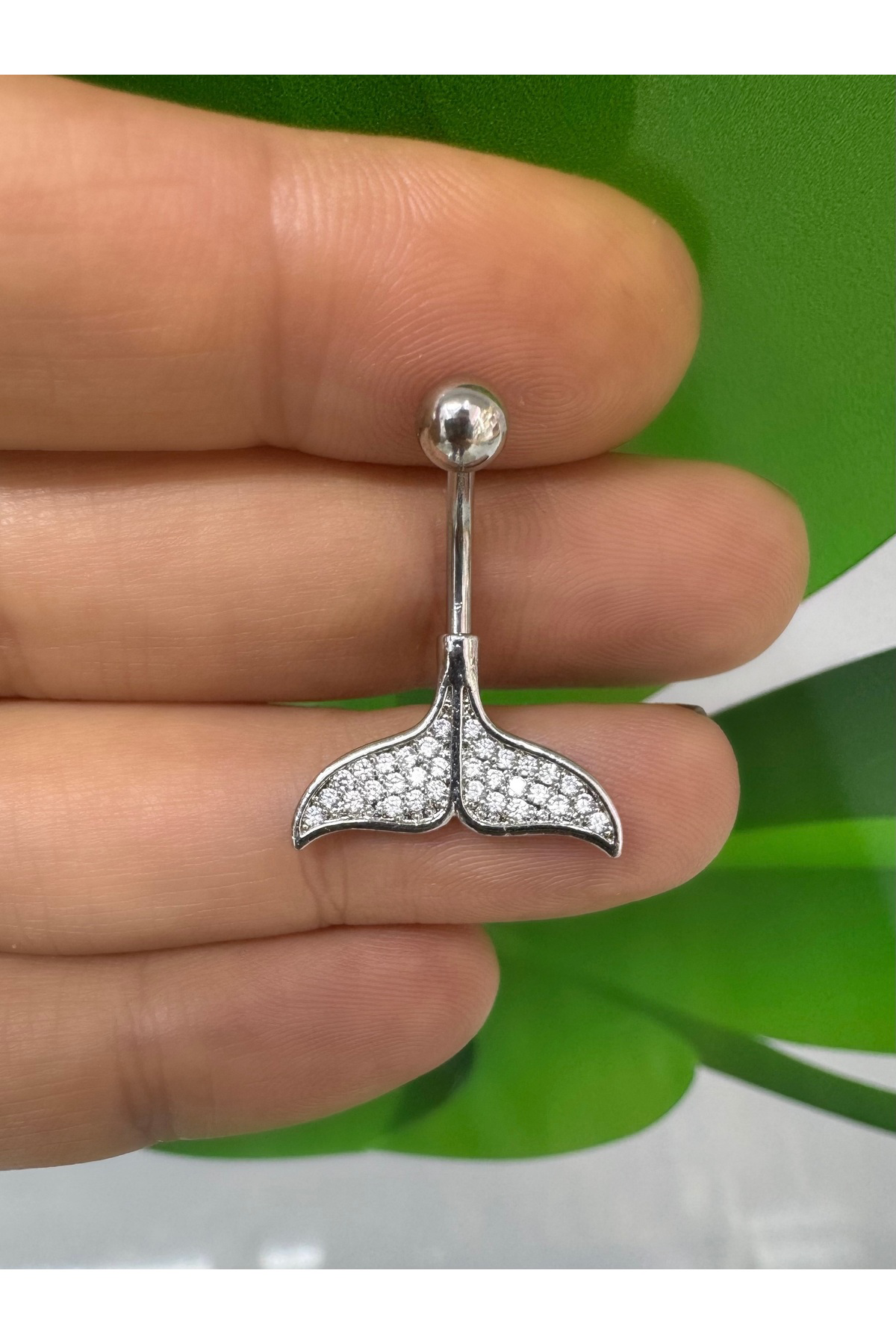 Cerrahi çelik balina kuyruğu göbek piercingi