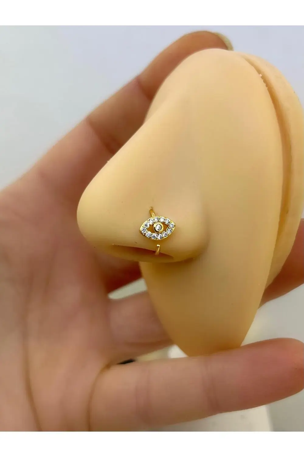 CERRAHİ ÇELİK BURUN HELİX KIKIRDAK UYUMLU  ZİRKON TAŞLI HALKA HIZ