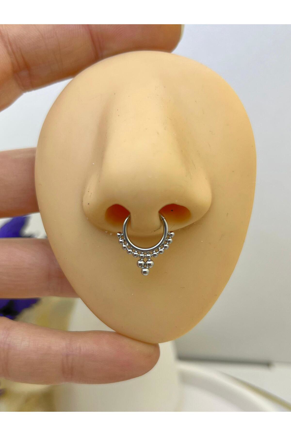 CERRAHİ ÇELİK  DAİTH SEPTUM UYUMLU 1 ADET  MENTEŞELİ HALKA PİERCİ