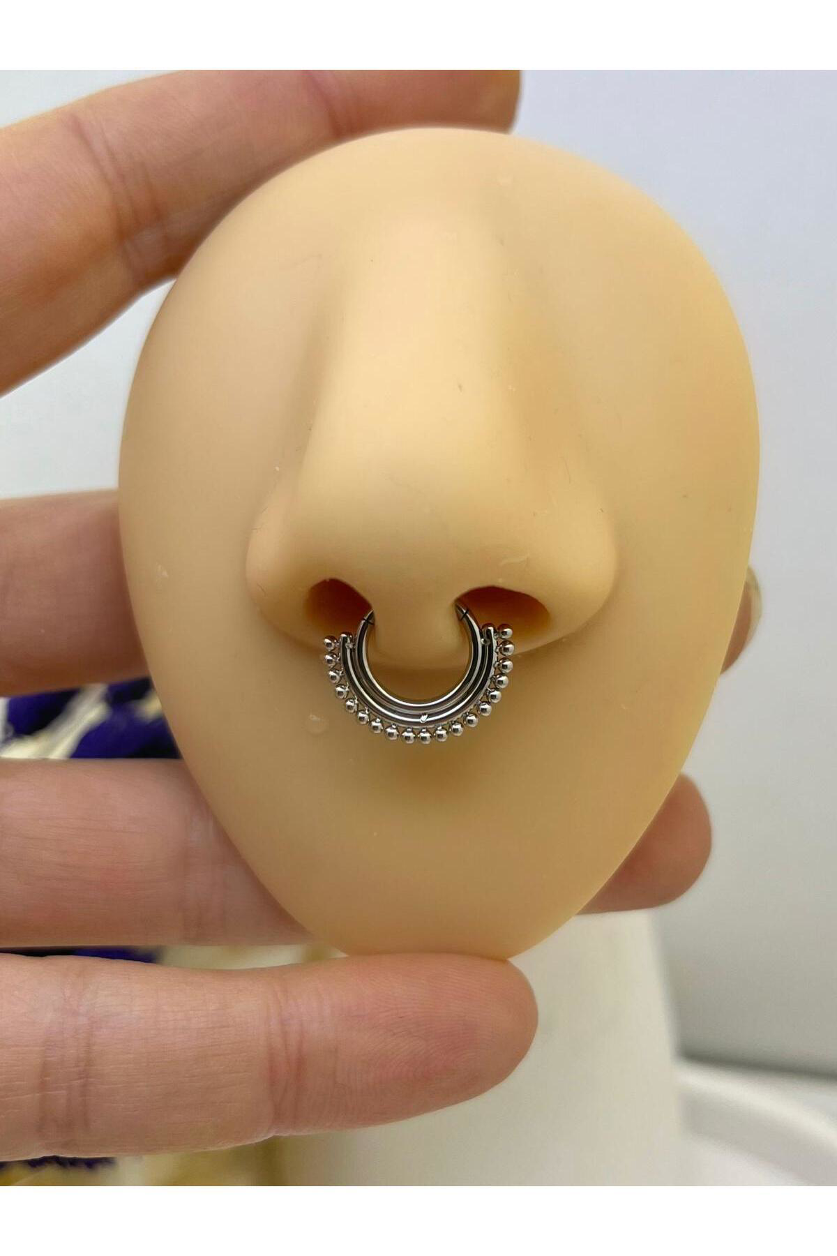 CERRAHİ ÇELİK  DAİTH SEPTUM UYUMLU 1 ADET  MENTEŞELİ HALKA PİERCİ