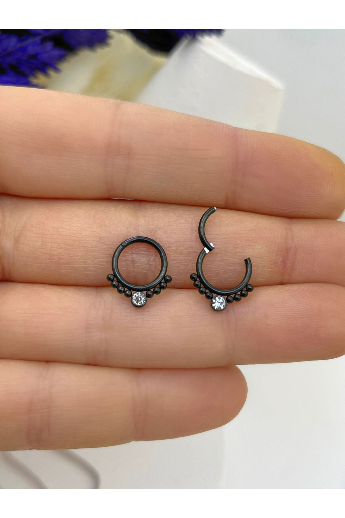CERRAHİ ÇELİK  DAİTH SEPTUM UYUMLU 1 ADET  MENTEŞELİ HALKA PİERCİ