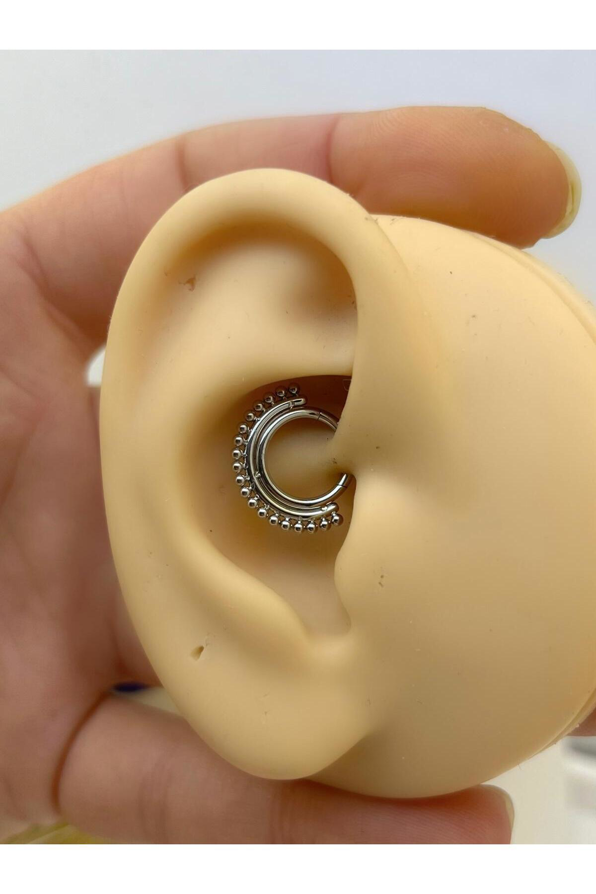 CERRAHİ ÇELİK  DAİTH SEPTUM UYUMLU 1 ADET  MENTEŞELİ HALKA PİERCİ