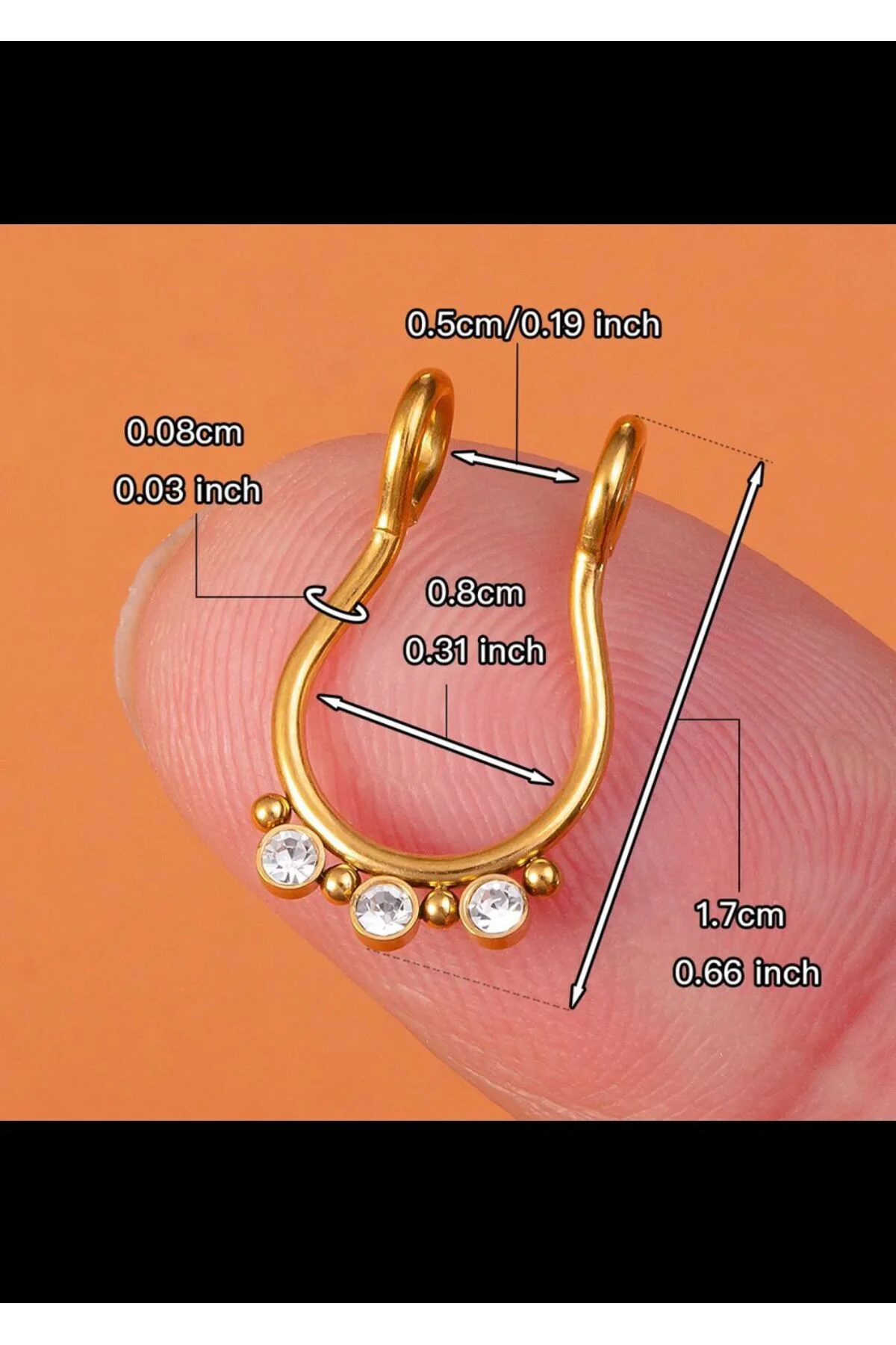 Cerrahi Çelik Delik Gerektirmeyen Sıkıştırma Fake Sahte Burun Septum Piercing