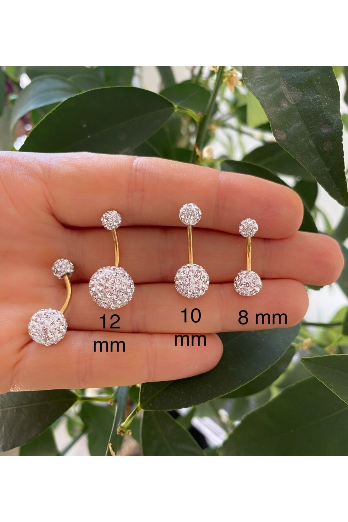 cerrahi çelik gold barlı şambala zirkon taşlı göbek piercingi
