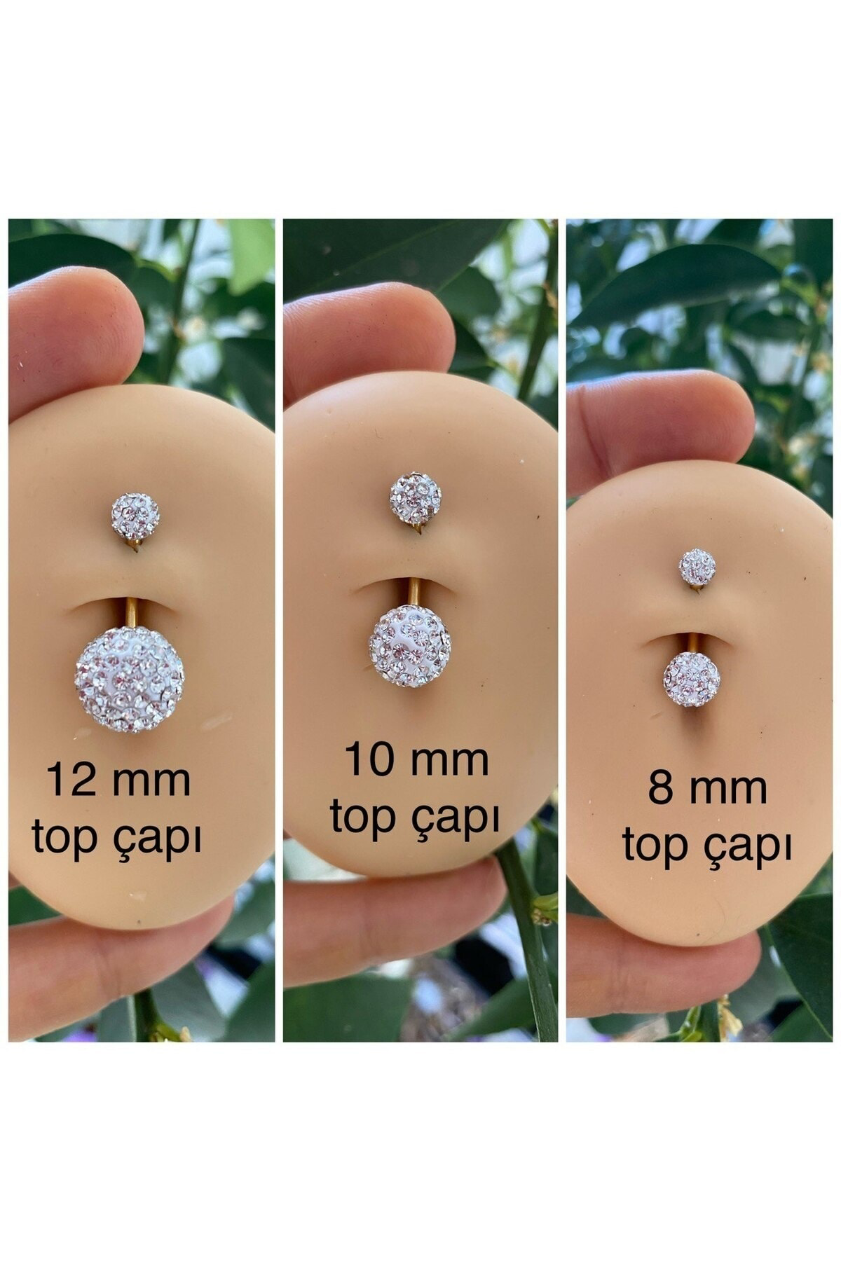 cerrahi çelik gold barlı şambala zirkon taşlı göbek piercingi