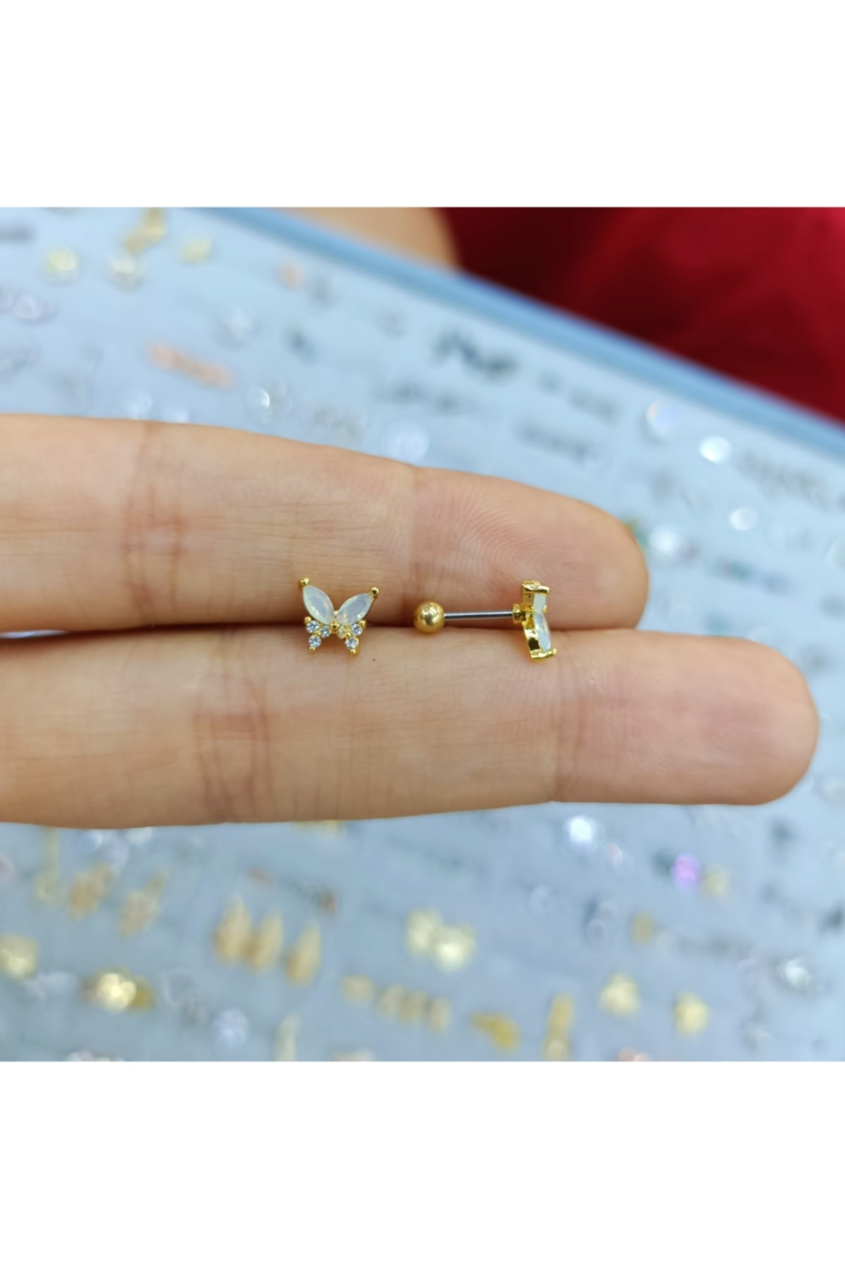 Cerrahi Çelik Gold Kelebek Tragus Helix Piercing