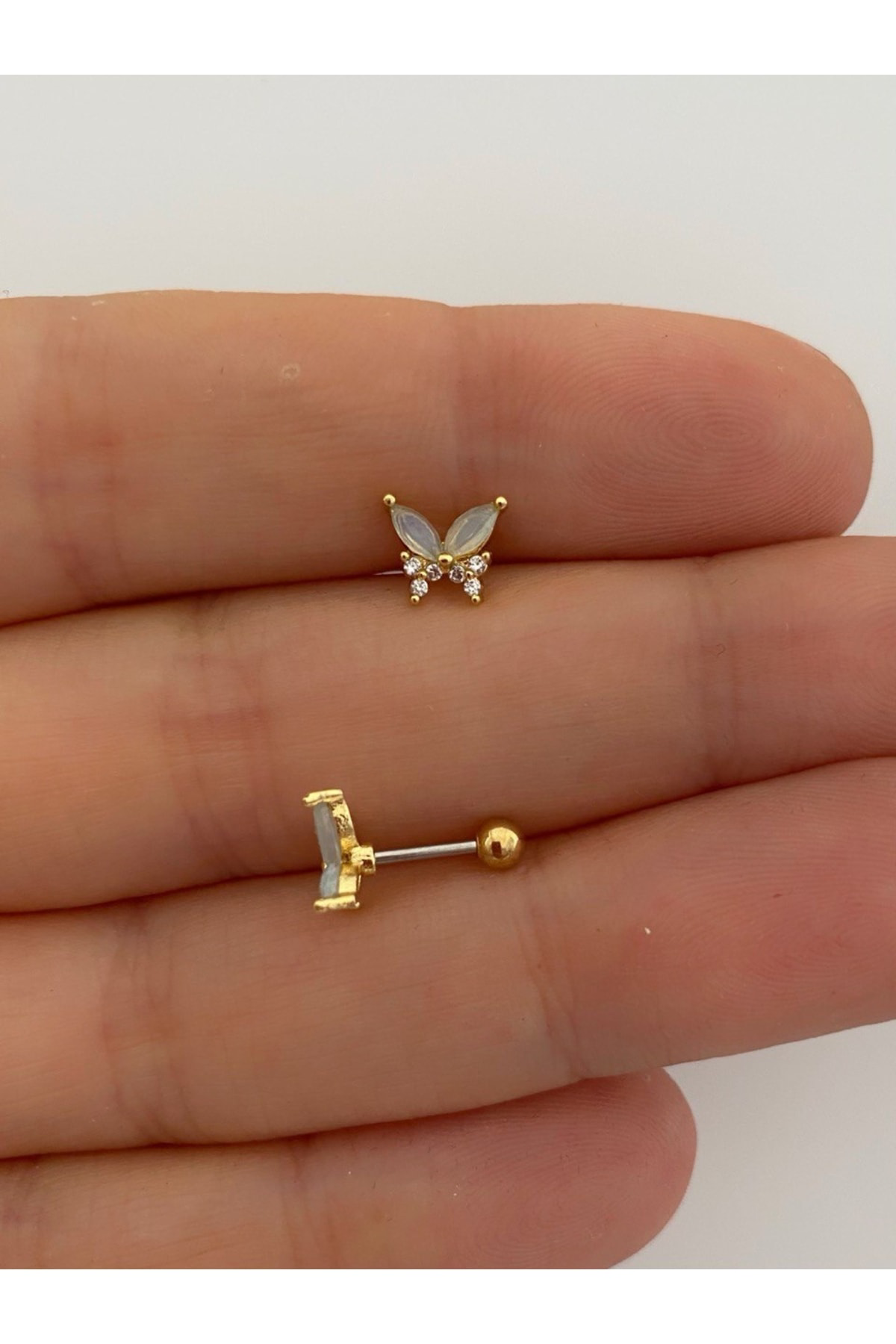 Cerrahi Çelik Gold Kelebek Tragus Helix Piercing