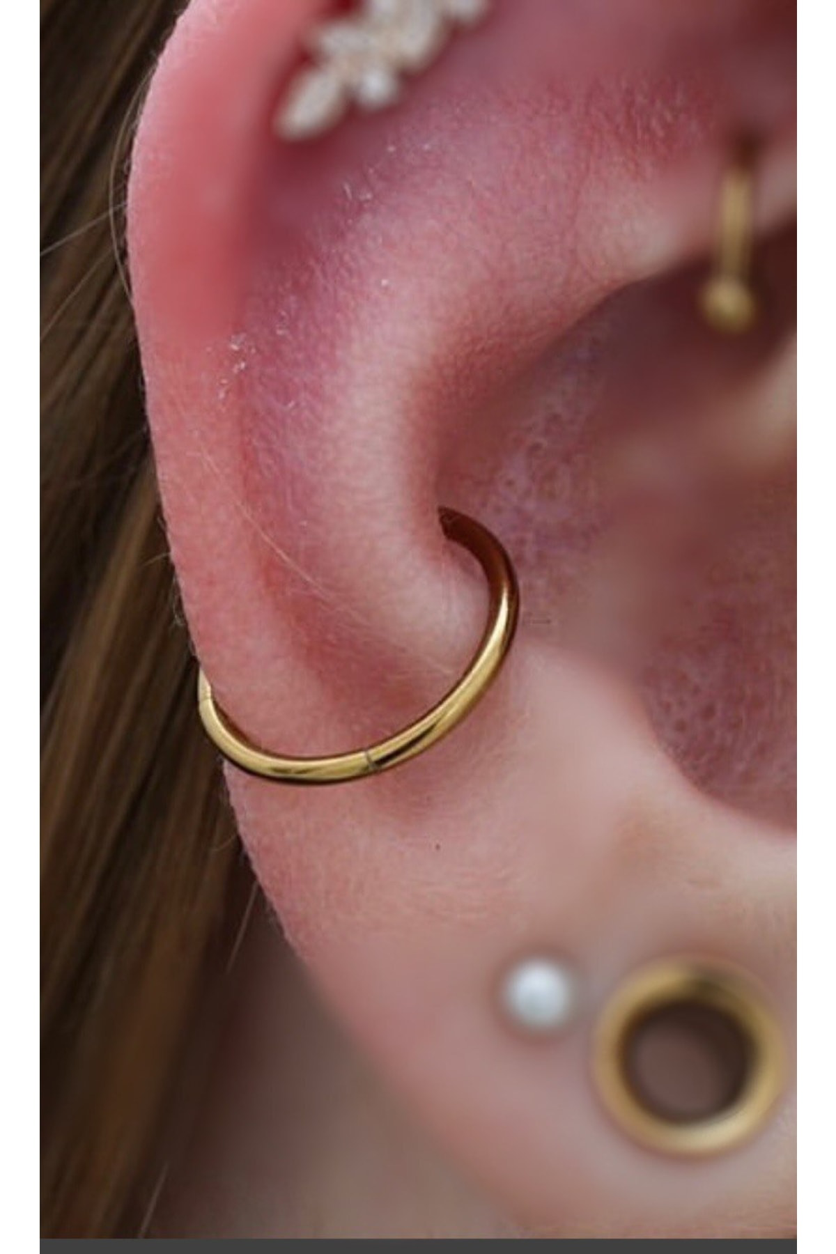 Cerrahi Çelik Gold Renk Halka Conch Piercing