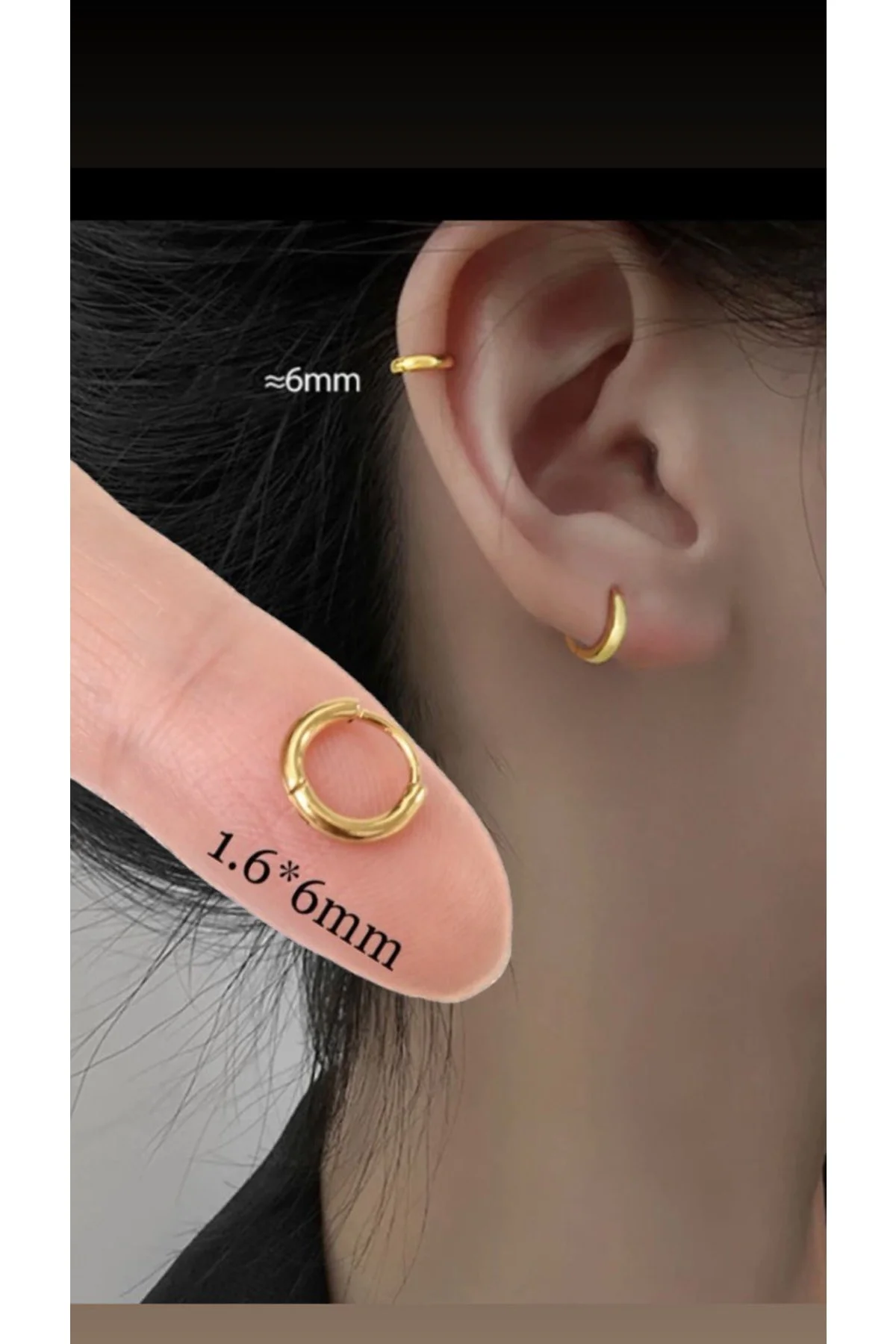 Cerrahi Çelik Gold Renk Tragus Helix Kıkrıdak Kulak Memesi Uyumlu Piercing Küpe