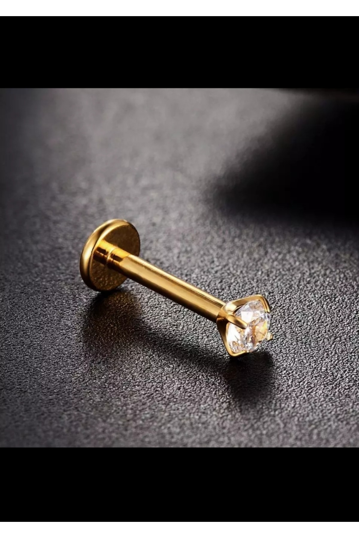 Cerrahi Çelik Gold Renk Tek Taş Tragus Helix Kıkırdak Piercingi