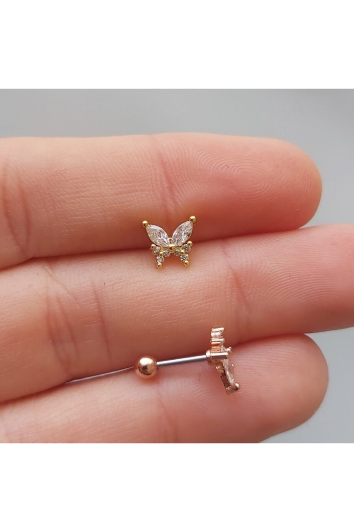 Cerrahi Çelik Gold Renk Kelebek Tragus,Kıkırdak Piercingi