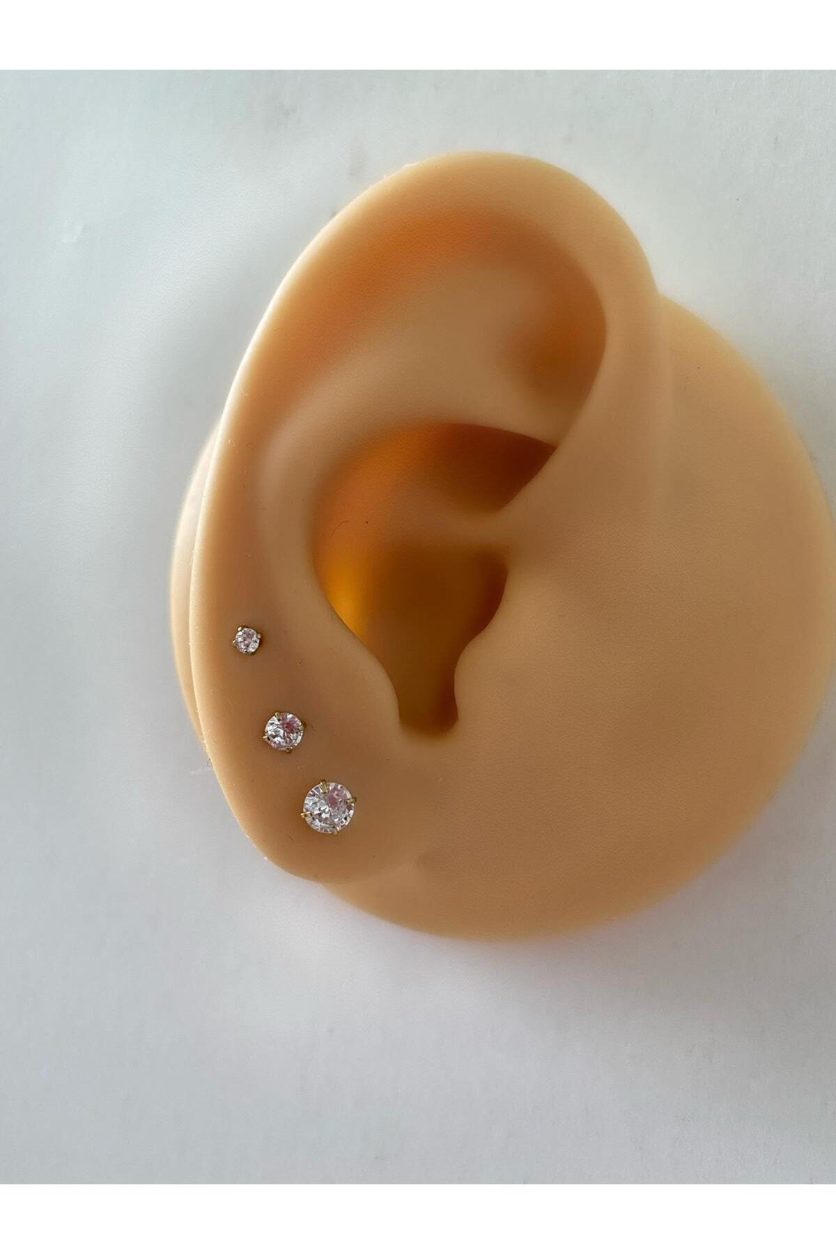Cerrahi Çelik Gold Renk Tek Taş Tragus Helix Kıkırdak Piercingi